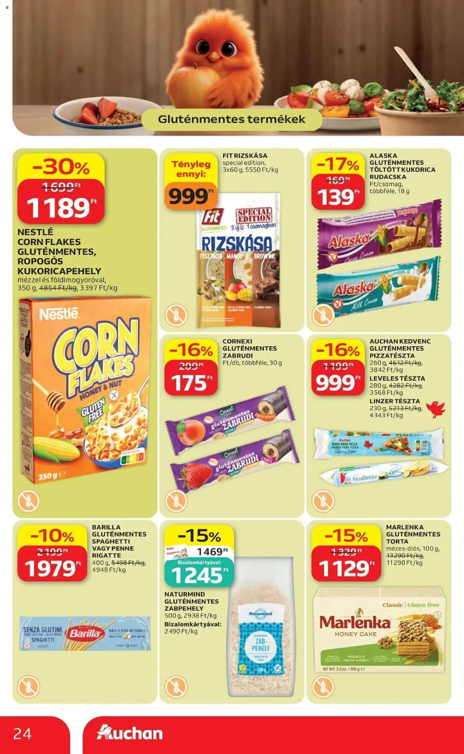 Auchan akciós ujság - amely érvényes a következő dátumtól: 14.05.2026 | Oldal: 24 | Termékek: Pizza, Pizzatészta, Kukoricapehely, Pehely