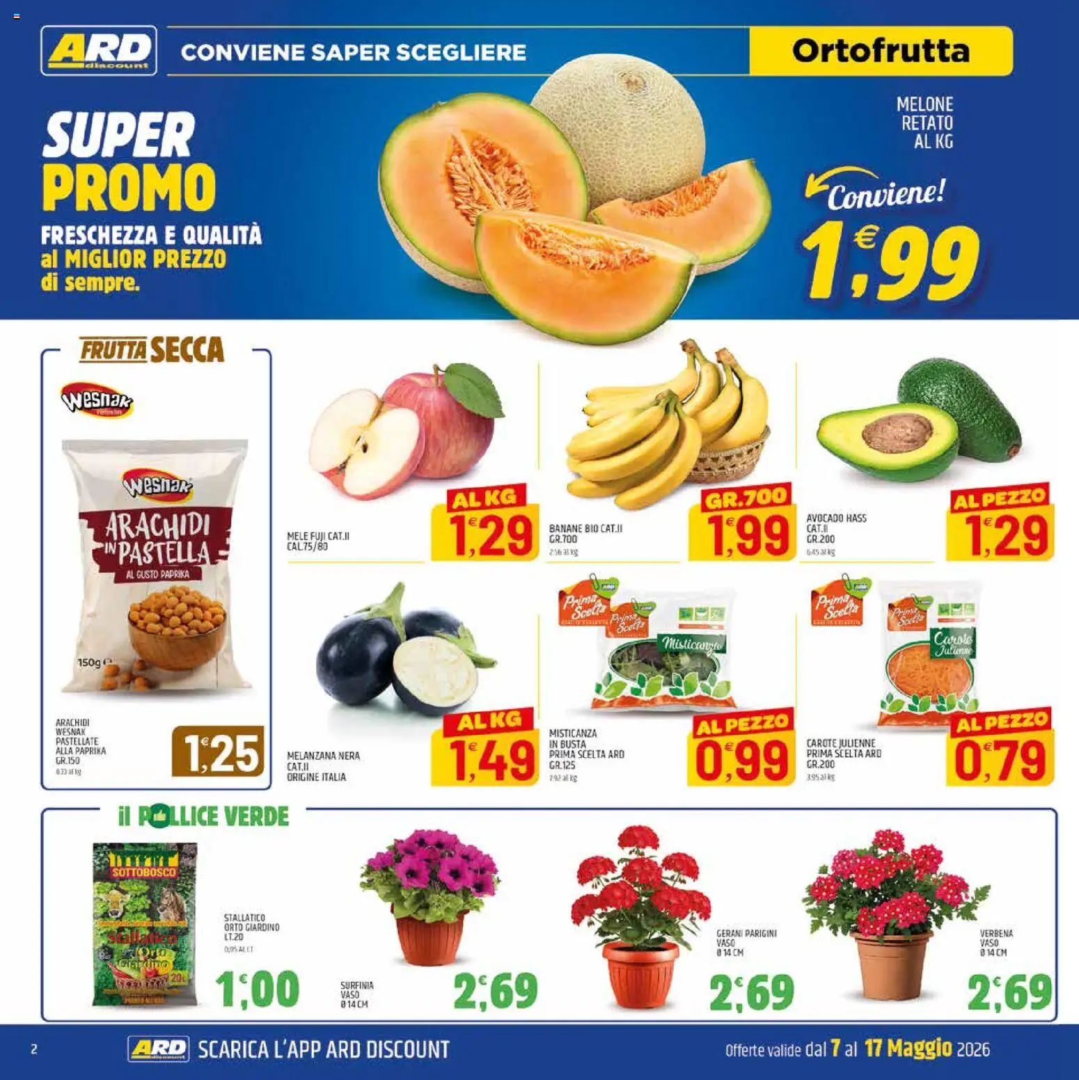Volantino ARD Discount del 07.05.2026 | Pagina: 2 | Prodotti: Banane, Carote, Arachidi, Vaso