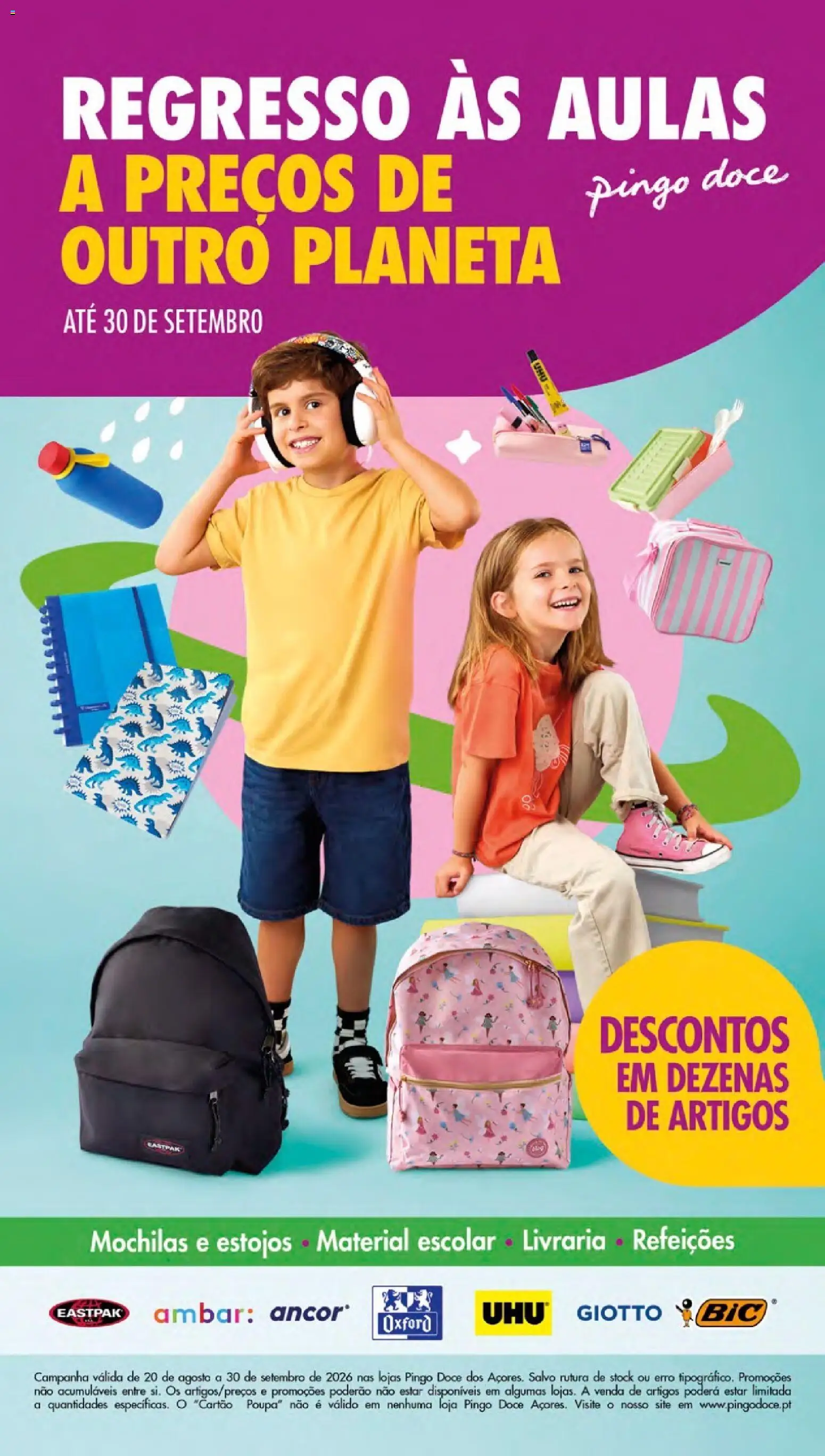 Pingo Doce Regresso às Aulas Açores │ válido de 20/08/2026 | Página: 1 | Produtos: Mochilas