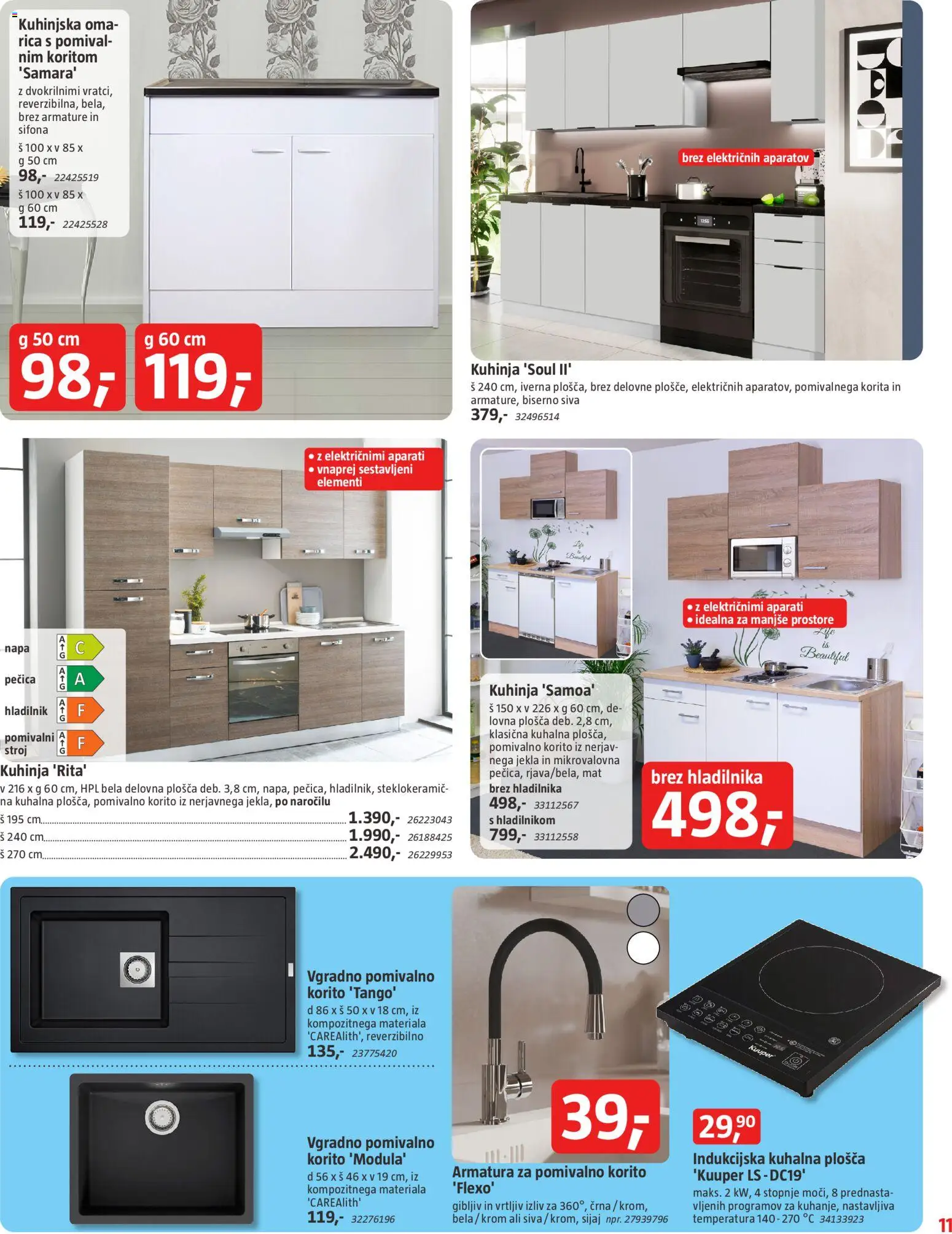 Novi Bauhaus katalog ponudbe – veljaven od 15.07.2026 | Stran: 11 | Izdelki: Hladilnik, Pomivalni stroj, Pomivalno korito, Delovna plošča