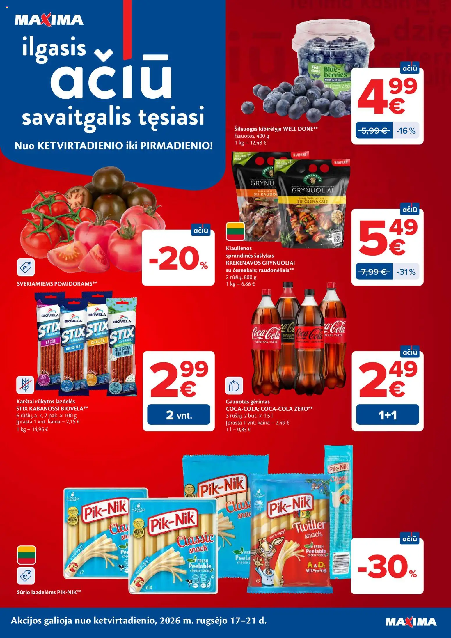 MAXIMA akcijos nuo 2026.09.15 | Puslapis: 48 | Prekių: Kiaulienos, Šilauogės