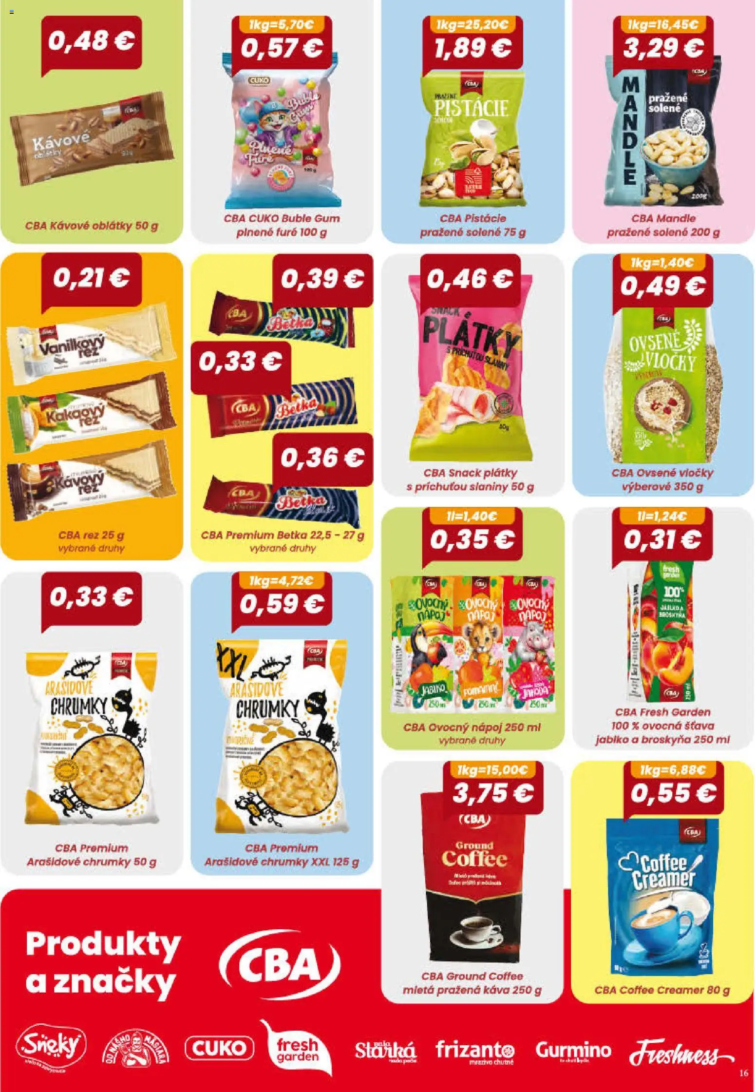 Nové CBA Verex akcie – leták je platný od 01.10.2026 | Strana: 16 | Produkty: Káva, Oblátky, Vločky, Mandle