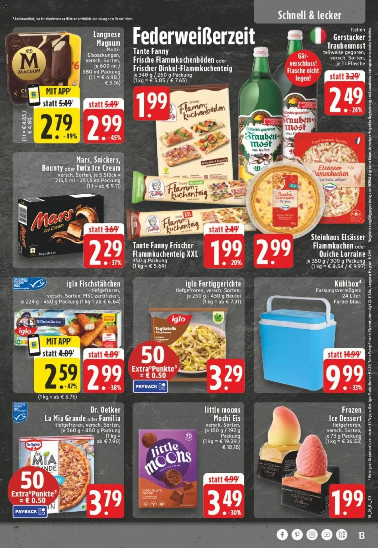 Edeka Prospekt Dortmund – gültig ab 10.08.2026 | Seite: 13 | Produkte: Iglo, Twix, Fertiggerichte, Mochi