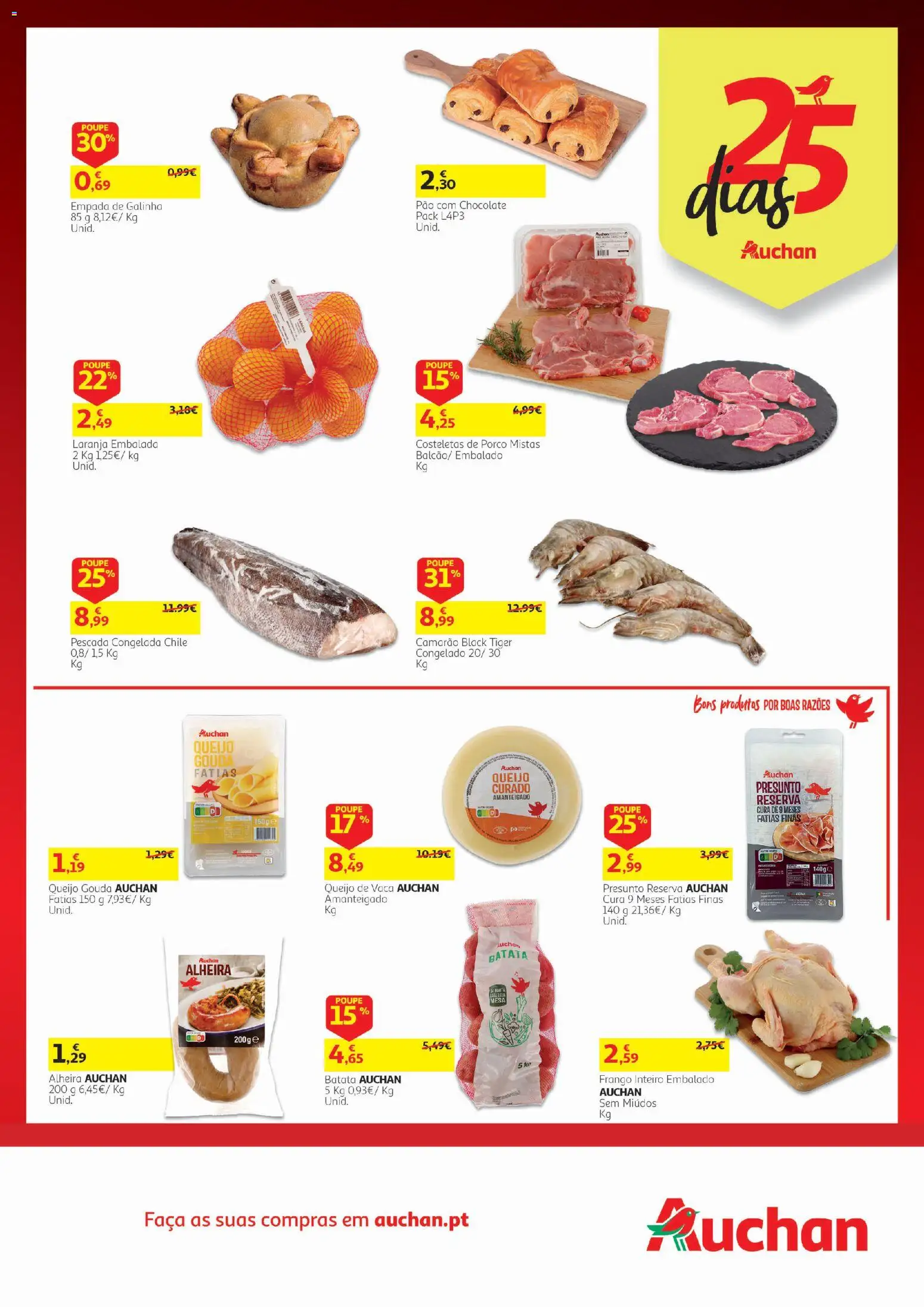 Auchan folheto 25 dias │ válido de 20/10/2026 | Página: 8 | Produtos: Batata, Frango, Pão, Alheira