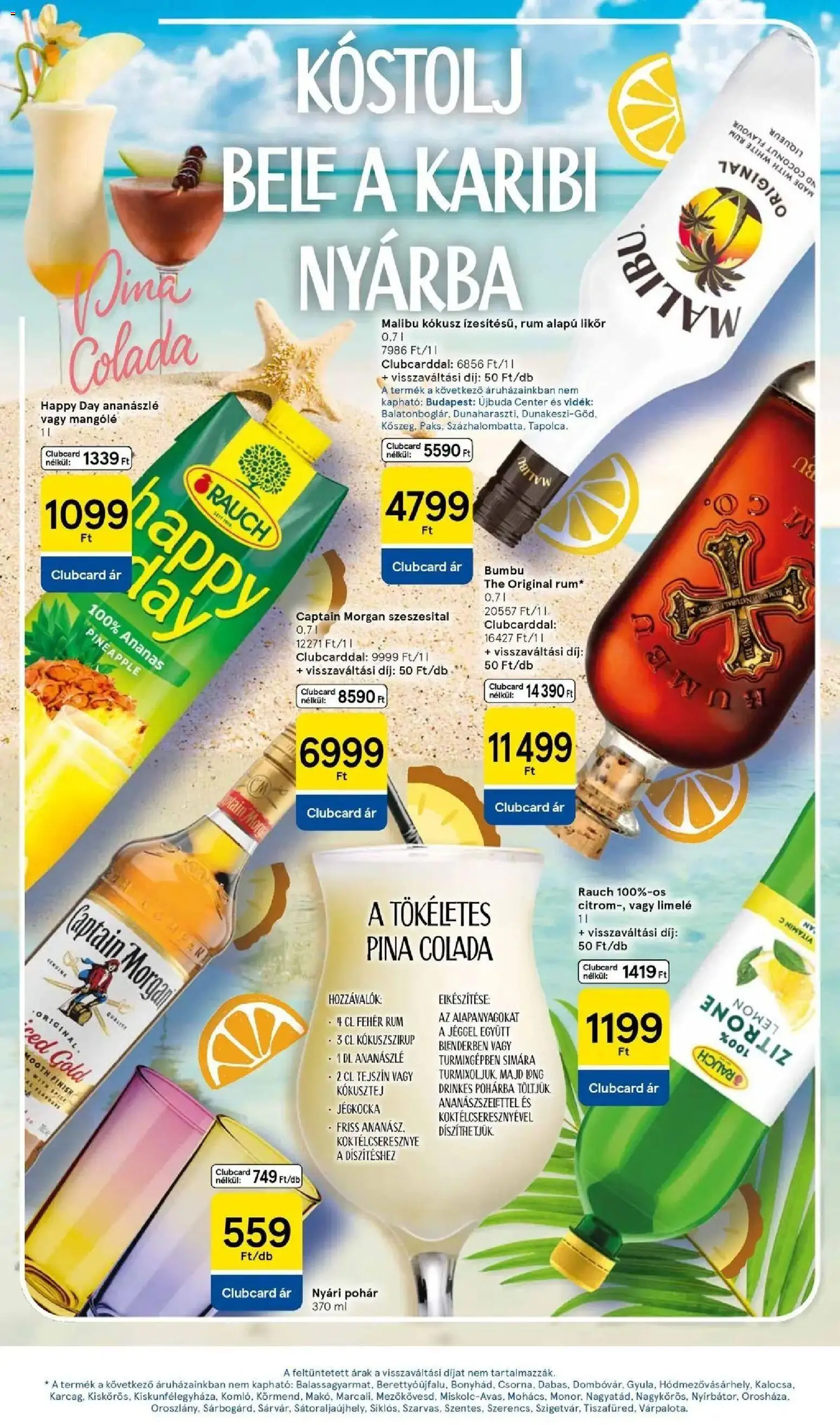 Tesco akciós ujság - amely érvényes a következő dátumtól: 2026.08.13. | Oldal: 11 | Termékek: Fehér rum, Likőr, Pohár, Finish