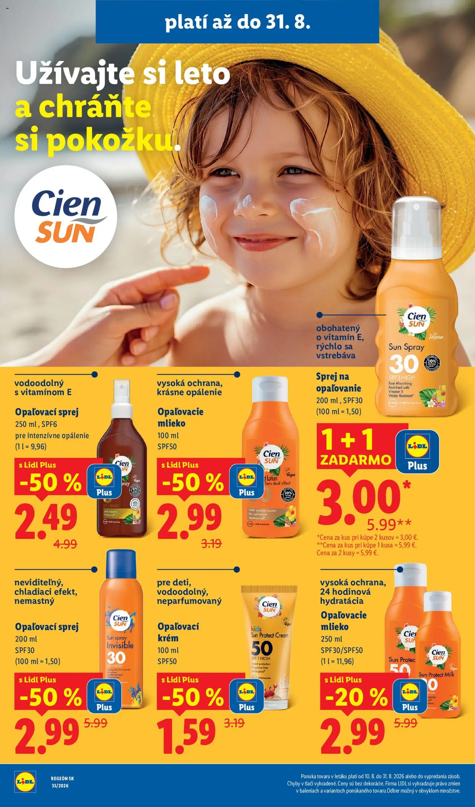 Nové Lidl akcie – leták je platný od 10.08.2026 | Strana: 74 | Produkty: Mlieko, Opaľovací krém, Krém