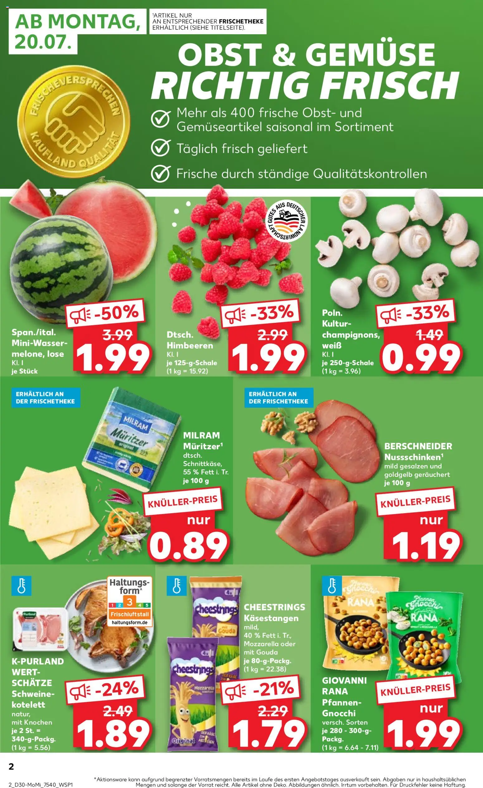 Kaufland Prospekt Jena – gültig ab 20.07.2026 | Seite: 2 | Produkte: Mozzarella, Gouda, Gemüse, Obst