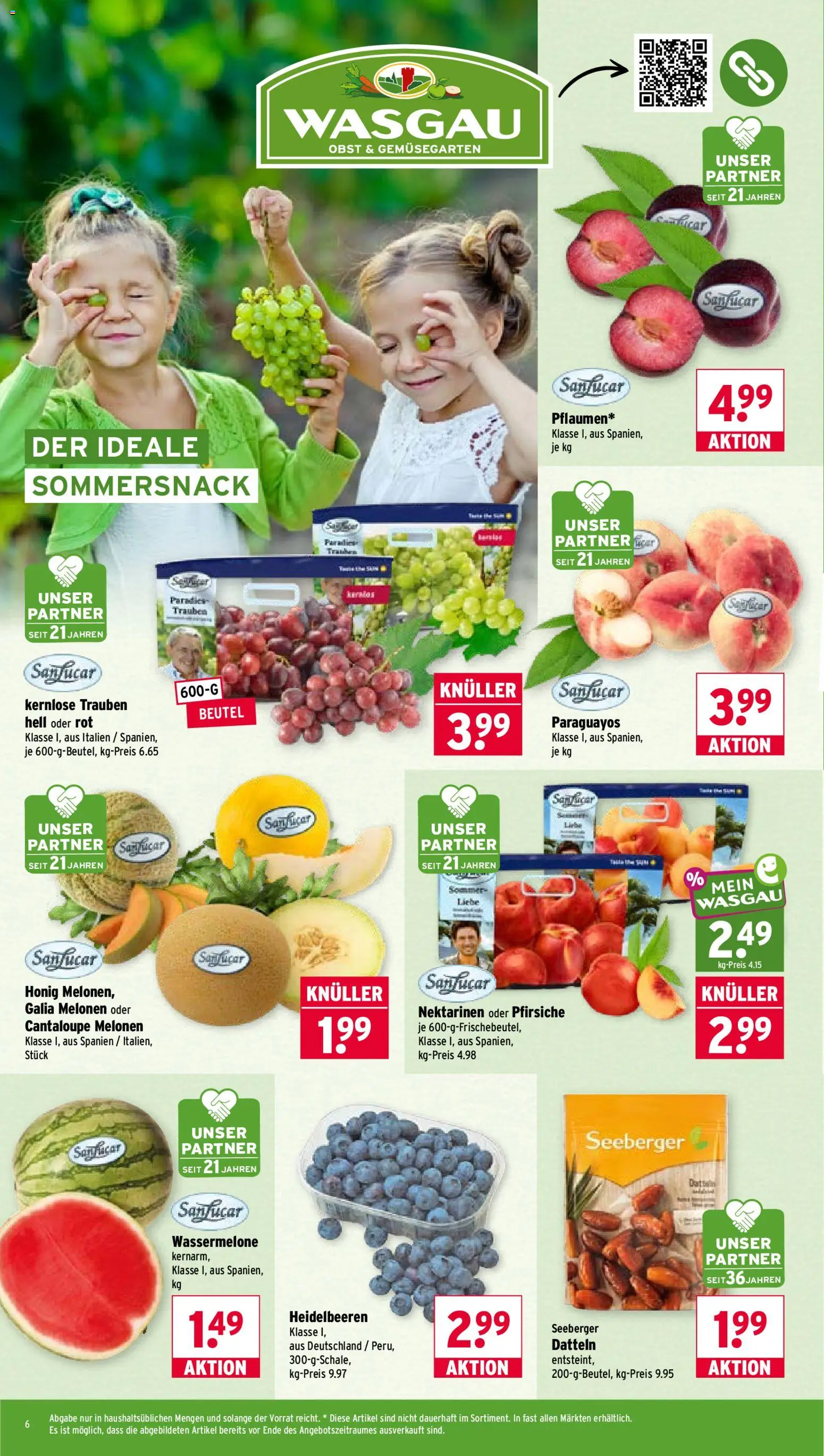 Wasgau Prospekt – gültig ab 10.08.2026 | Seite: 6 | Produkte: Nektarinen, Trauben, Obst, Wassermelone