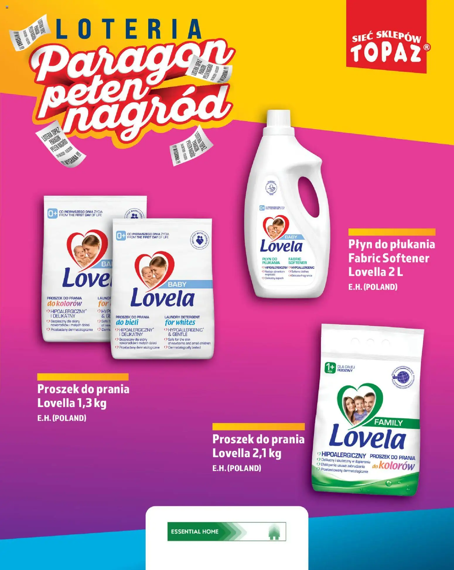 Topaz gazetka - Loteria Paragonowa od 24.08.2026 | Strona: 101 | Produkty: Płyn do płukania, Proszek do prania, Detergent, Lovela płyn do płukania