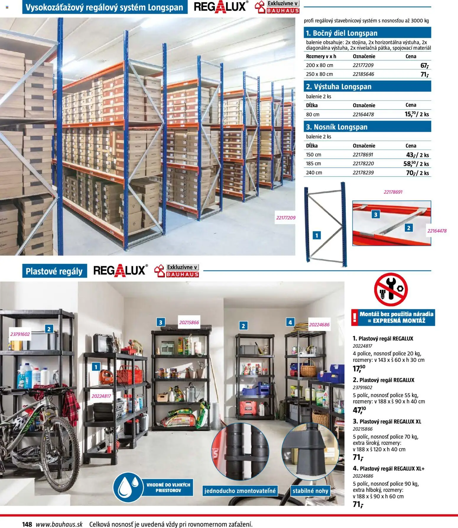Nové Bauhaus akcie – leták je platný od 03.08.2026 | Strana: 148 | Produkty: Regál, Police