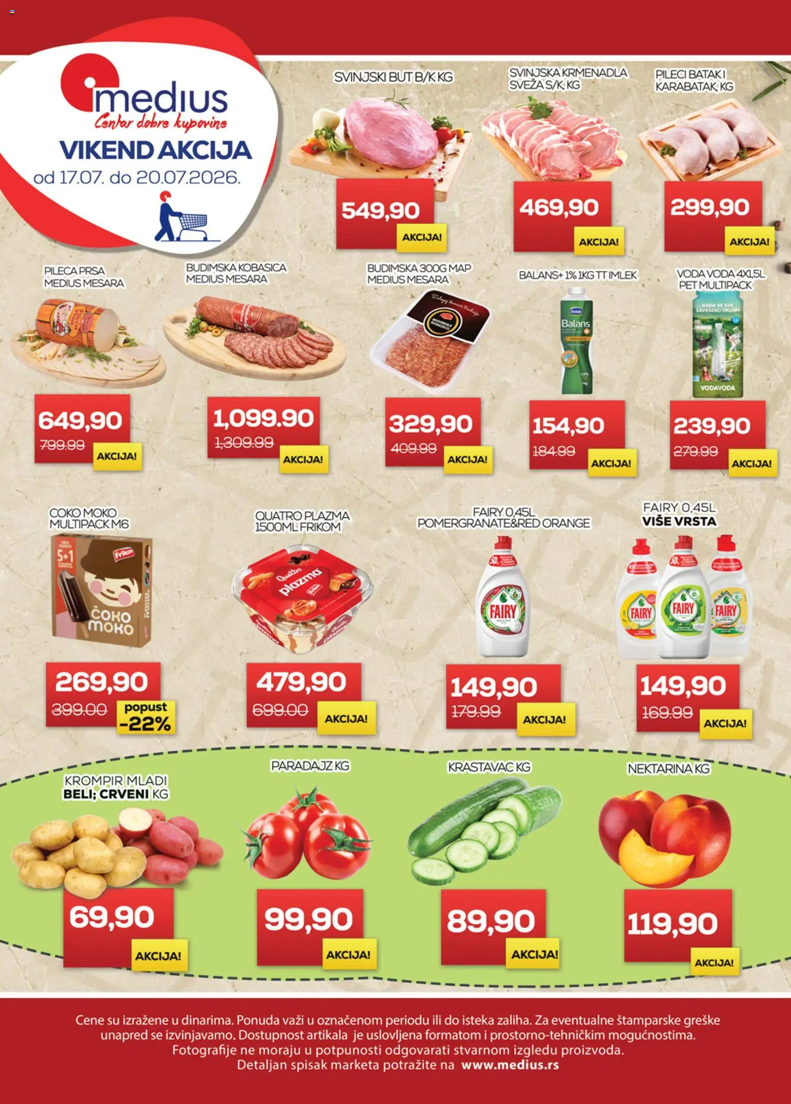 Medius katalog - važi od 17.07.2026 | Strana: 1 | Proizvode: Pileća prsa, Plazma, Svinjska krmenadla, Voda