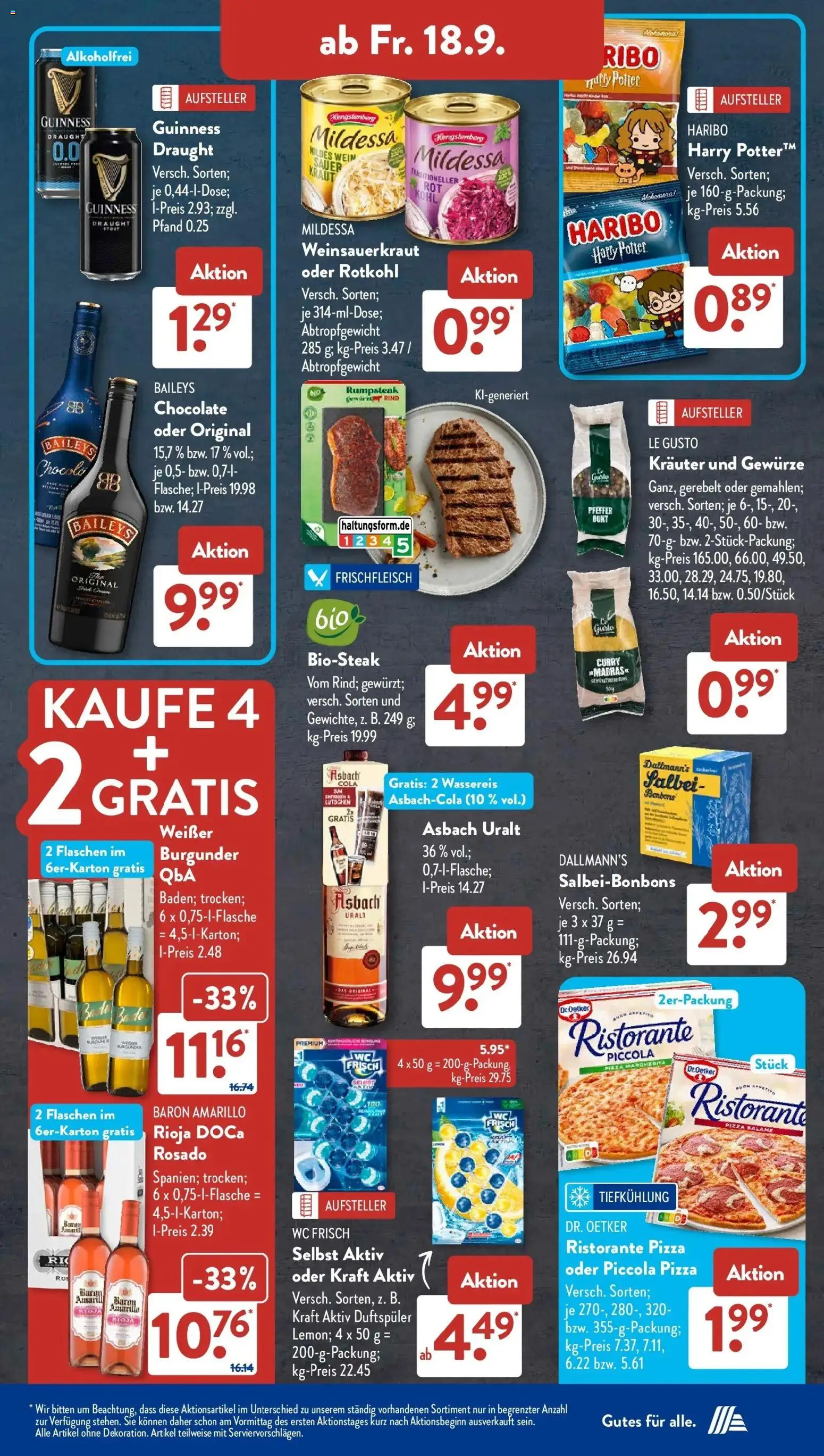 Aldi Süd Aktueller Prospekt (ab 14.09.2026) zum Blättern | Seite: 24 | Produkte: Rotkohl, Gewürze, Baileys, Wein