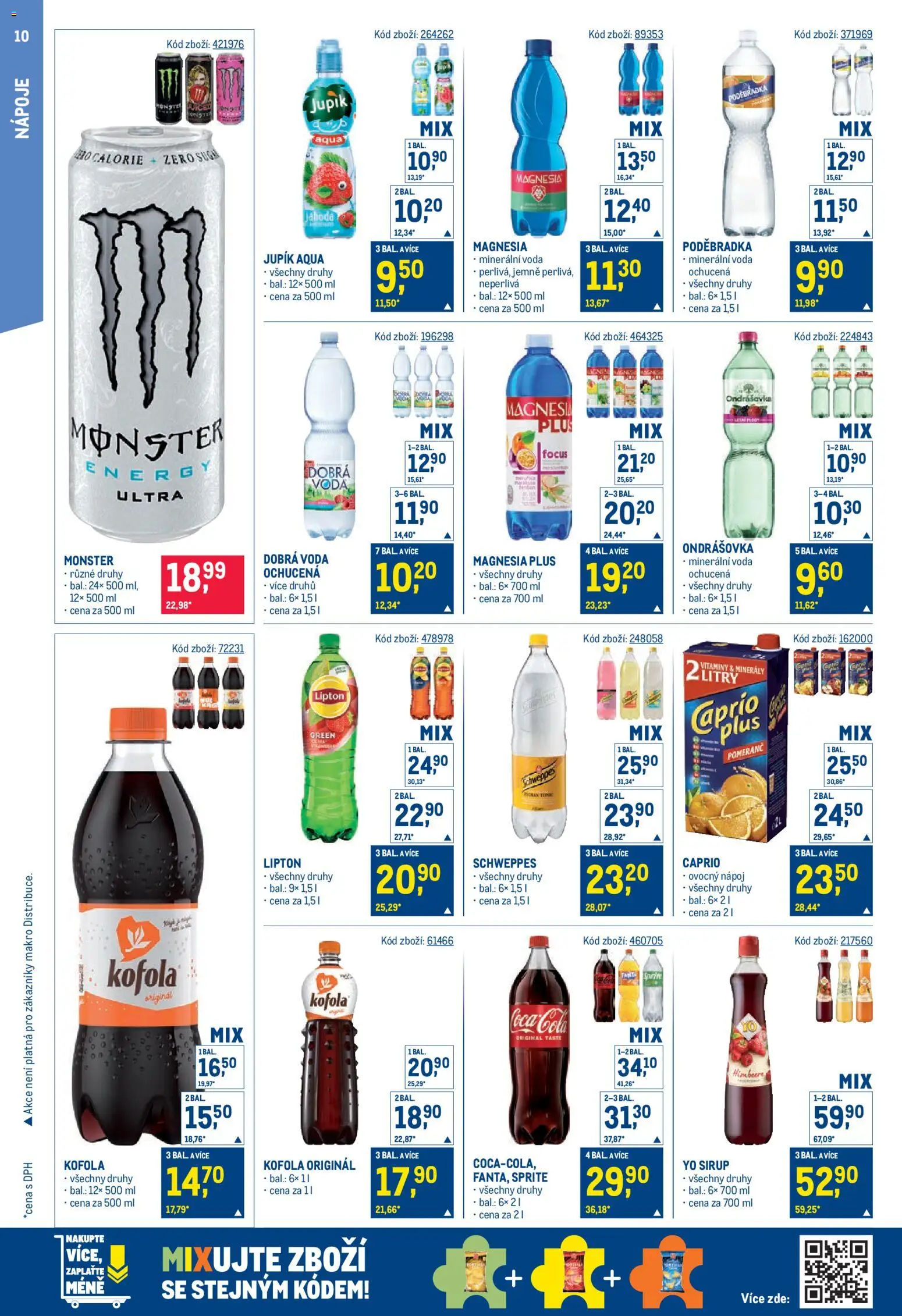 Makro leták - Maloobchod od 15.07.2026 | Strana: 10 | Produkty: Monster, Poděbradka, Minerály, Minerální voda