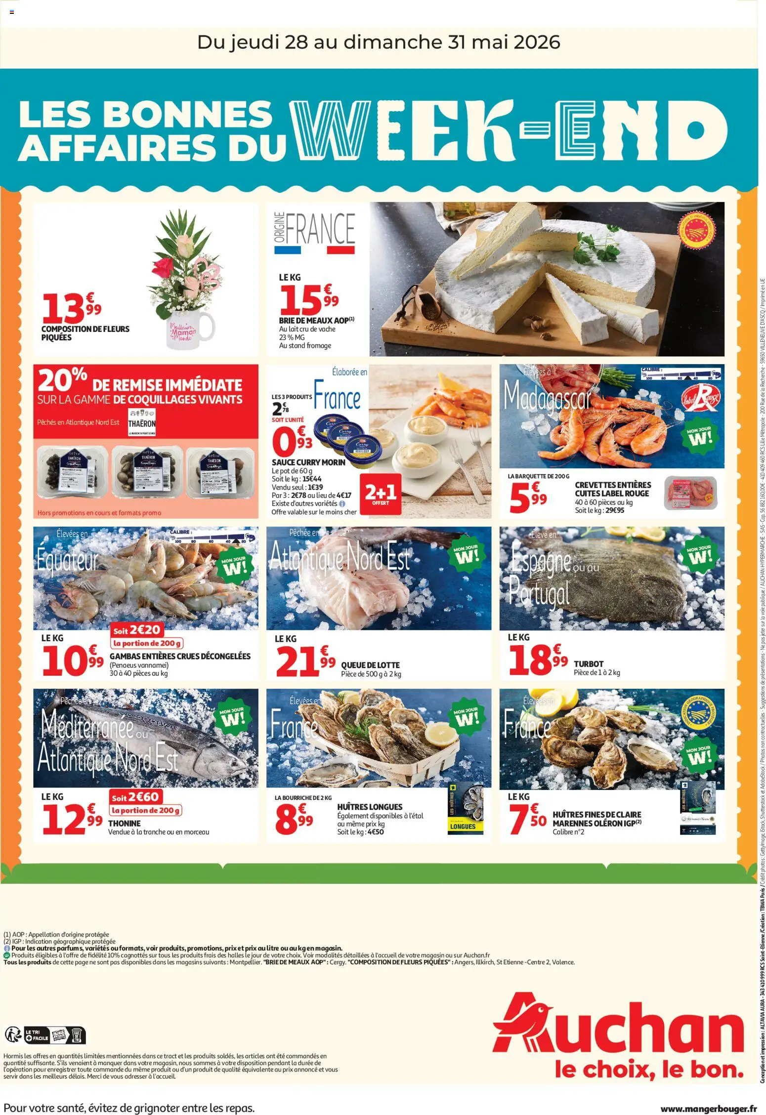 {H1} | Page: 2 | Produits: Crevettes, Brie de meaux aop, Lait, Huîtres