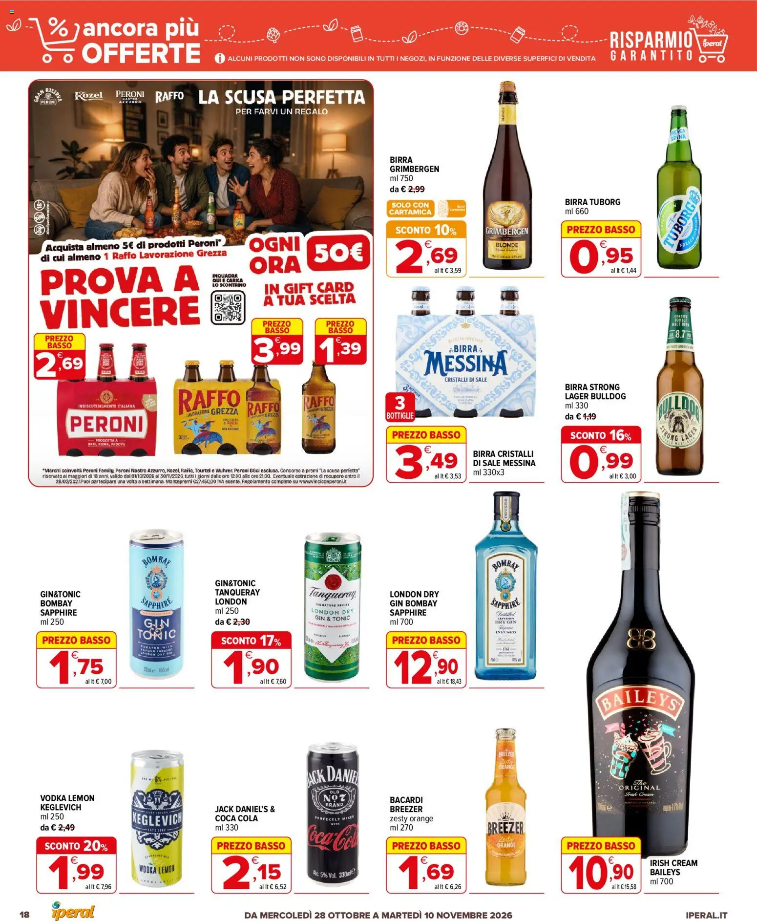 Volantino Iperal del 28/10/2026 | Pagina: 18 | Prodotti: Birra Grimbergen, Birra, Vodka, Basso