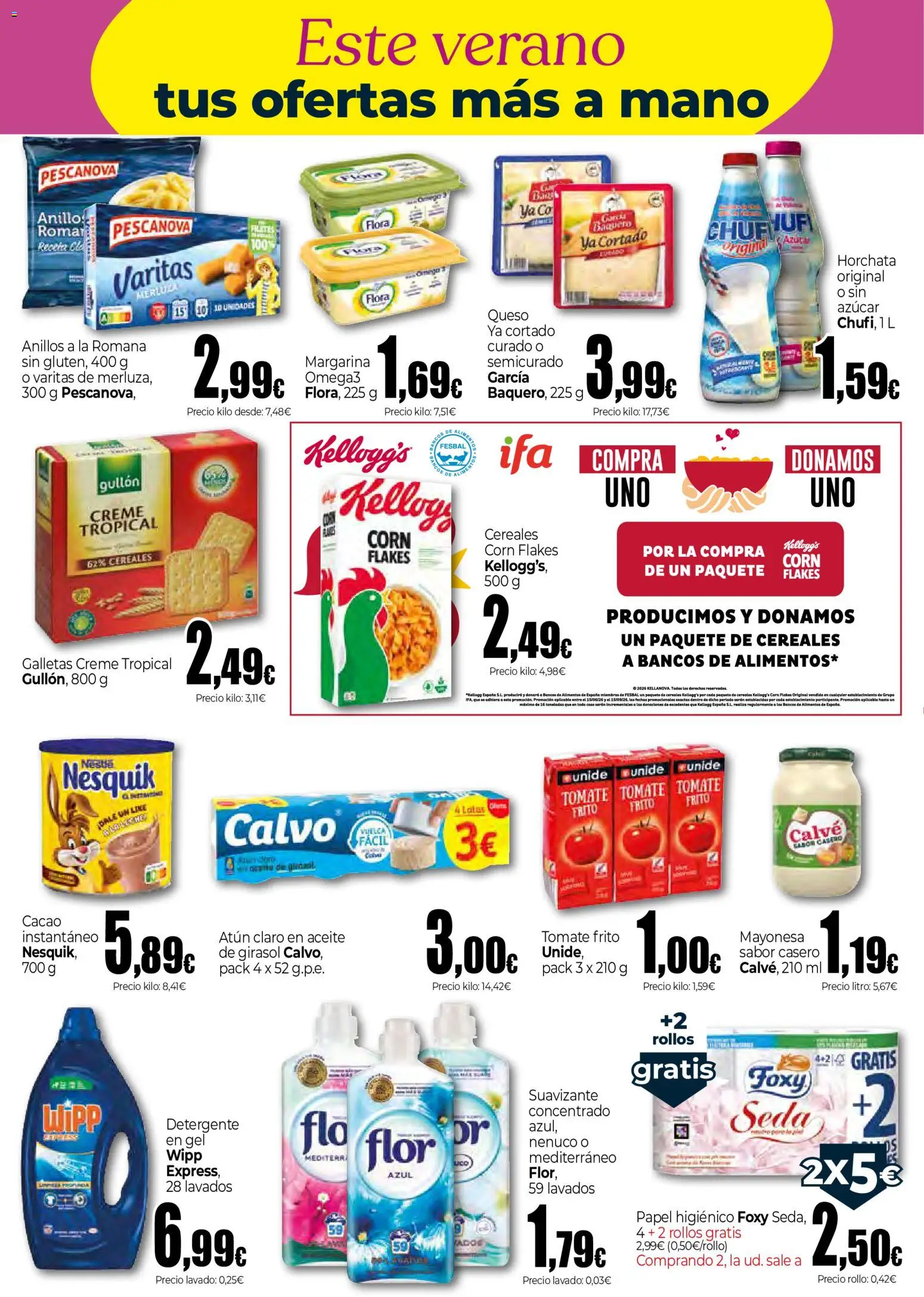 Unide Este verano tus ofertas más a mano Supermercados │ válido desde el 30/07/2026 | Página: 2 | Productos: Queso, Papel higienico, Cereales, Galletas