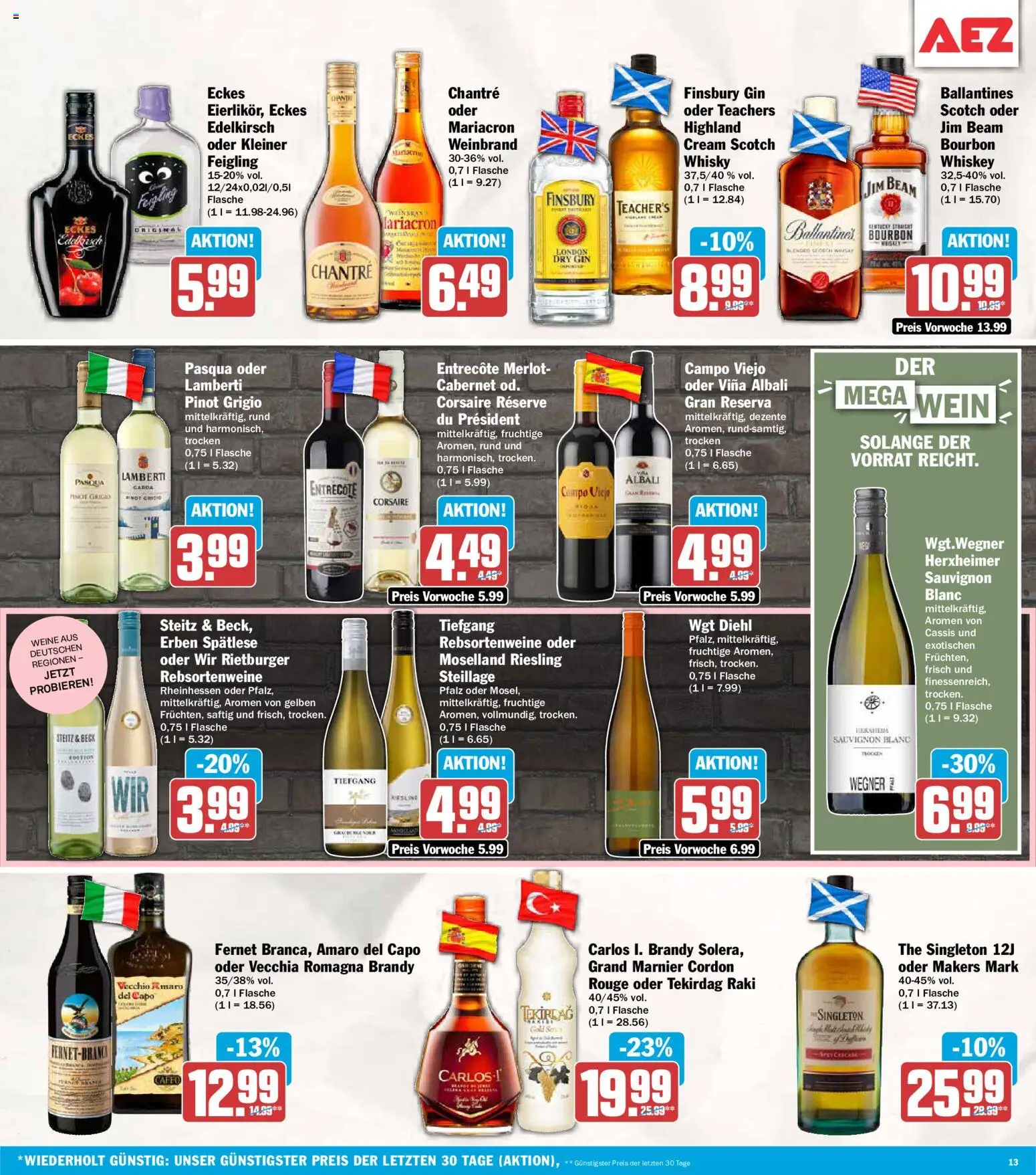 AEZ Prospekt – gültig ab 24.08.2026 | Seite: 13 | Produkte: Entrecote, Mariacron, Chantré, Gin