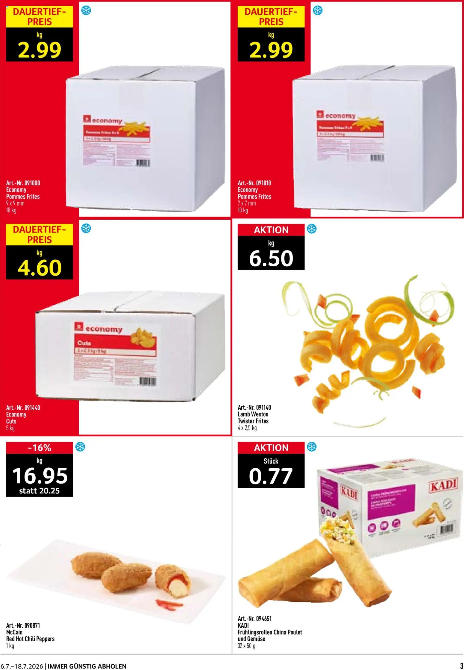 Prodega Aktionen Take Away – gültig ab 06.07.2026 | Seite: 3 | Produkte: Pommes Frites, Chili, Gemüse