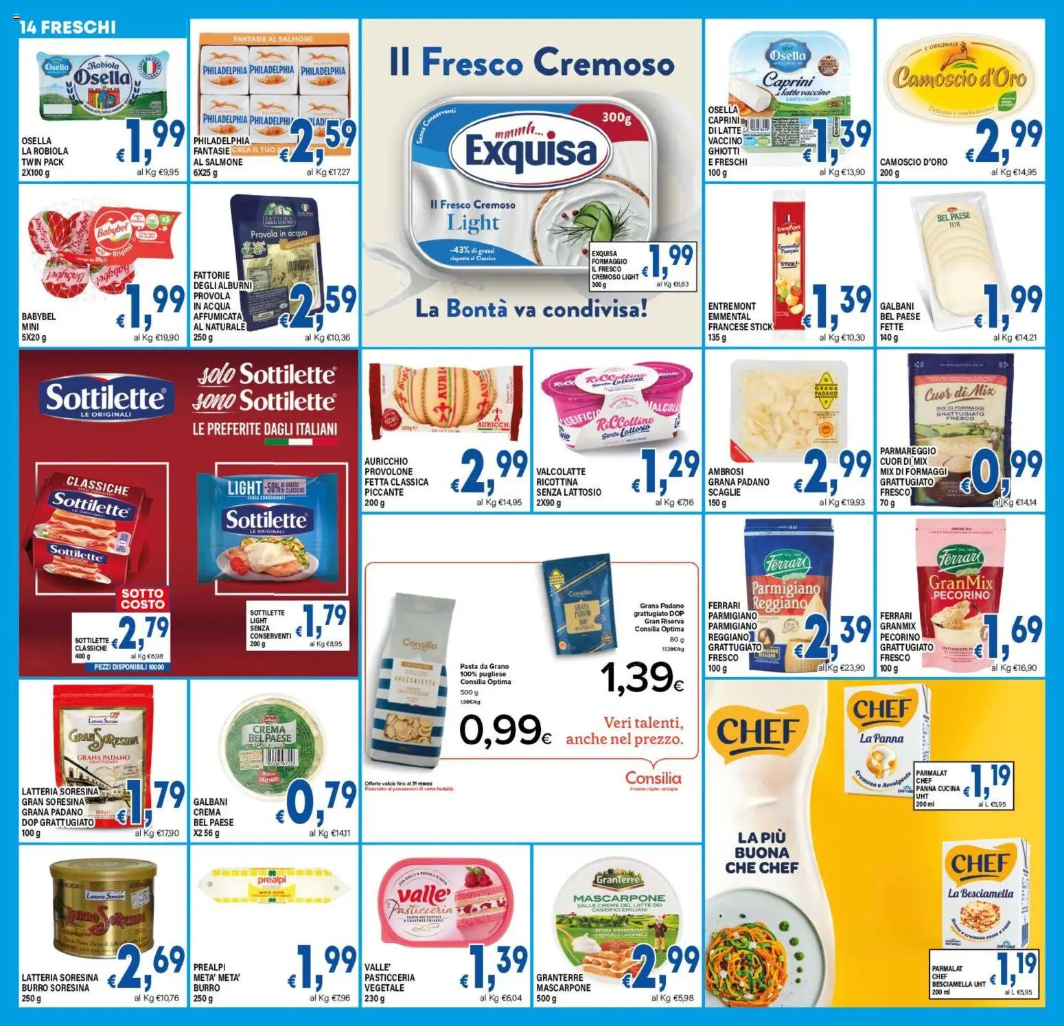 Volantino DEM del 17.03.2026 | Pagina: 14 | Prodotti: Panna, Formaggio, Burro, Grana Padano