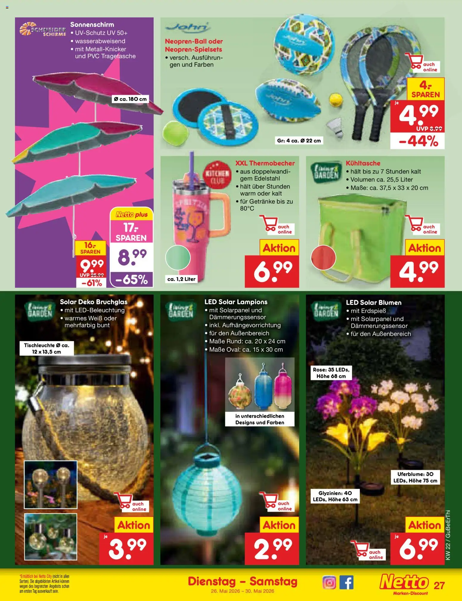 Netto Marken-Discount Prospekt 	 – gültig ab 26.05.2026 | Seite: 33 | Produkte: Blumen, Sonnenschirm