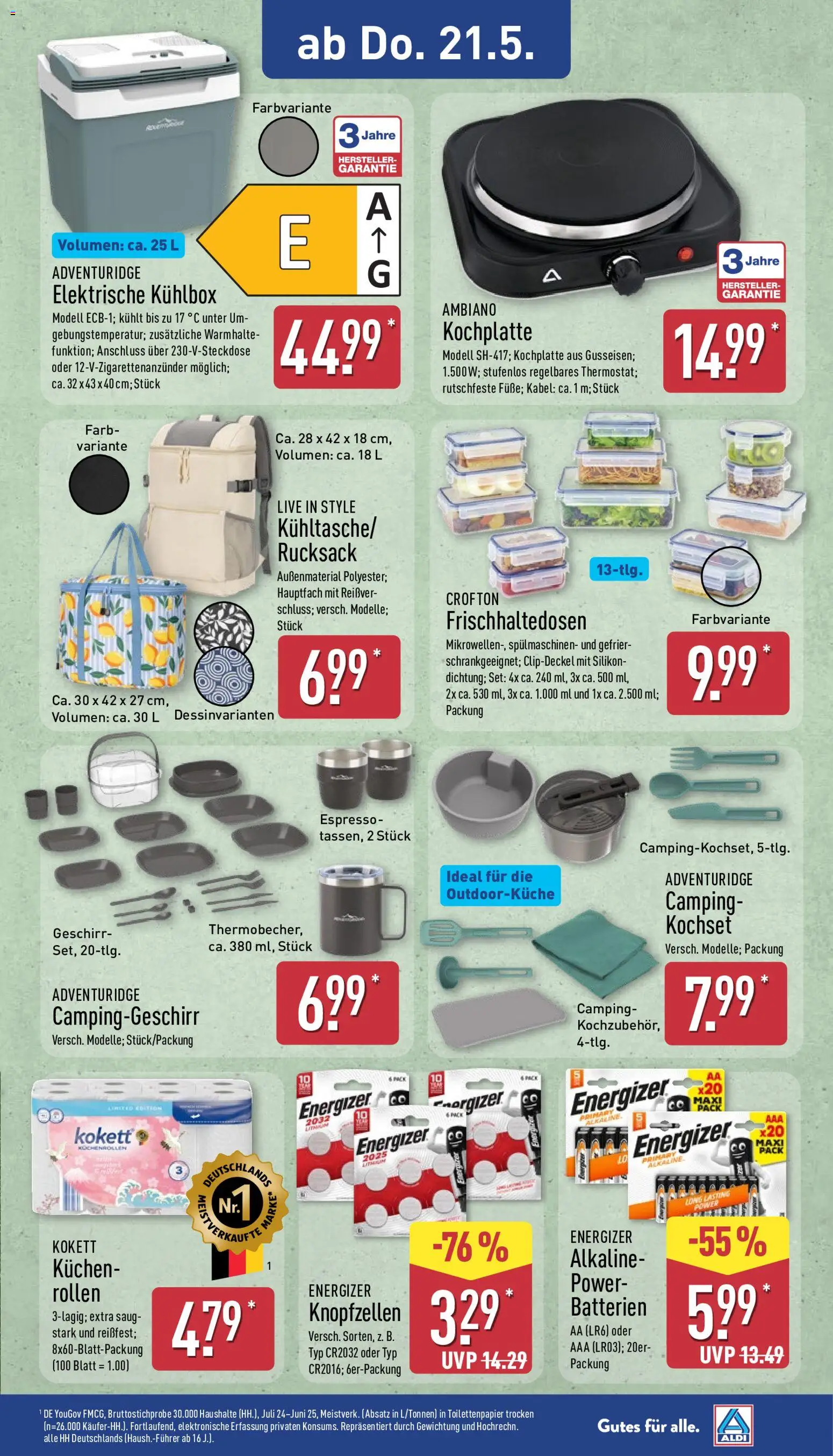 Aldi Ausblick – gültig ab 18.05.2026 | Seite: 11 | Produkte: Kabel, Kochplatte, Kuchen, Toilettenpapier
