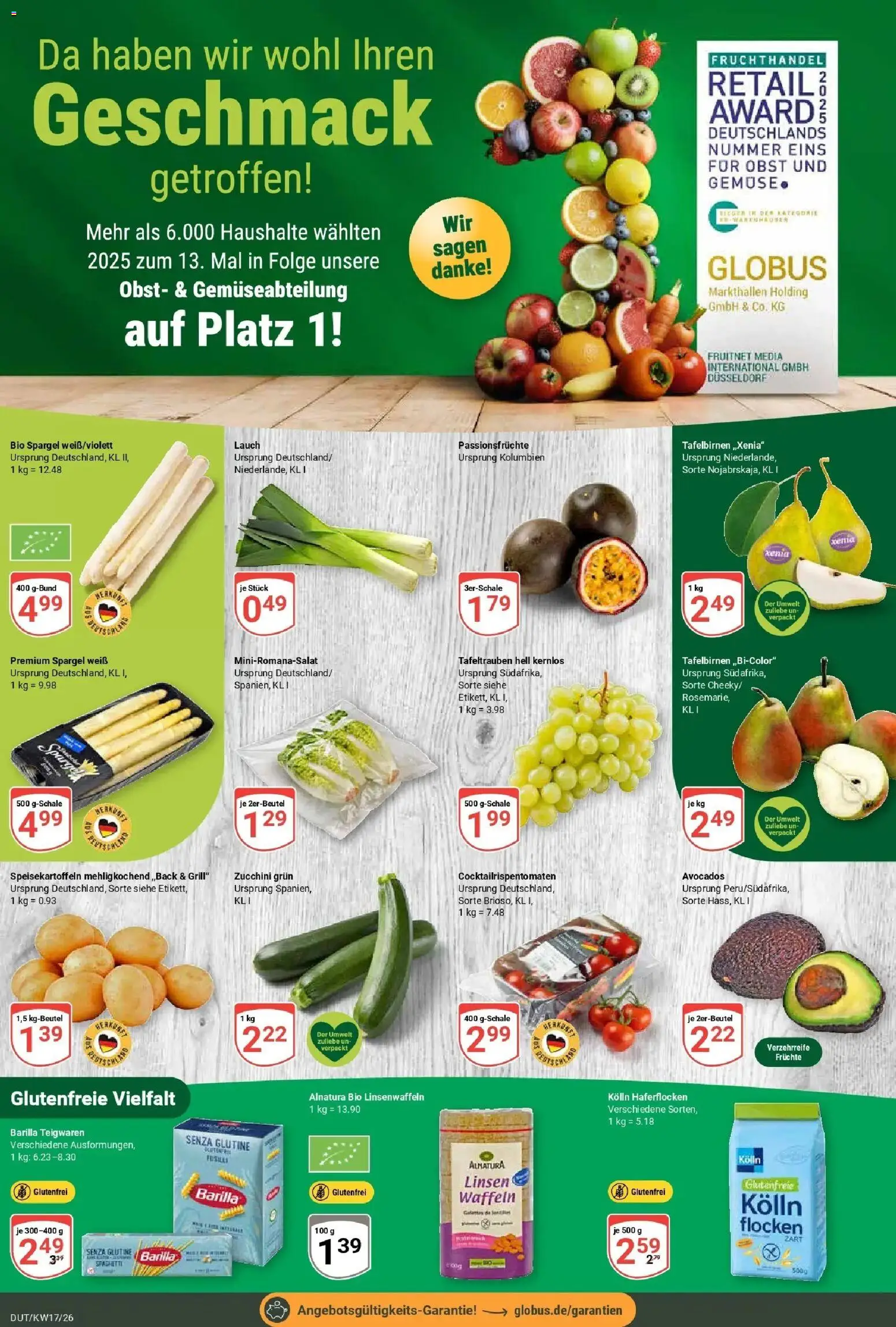 Globus Prospekt Wetzlar-Dutenhofen	 – gültig ab 20.04.2026 | Seite: 7 | Produkte: Barilla, Waffeln, Gemüse, Obst