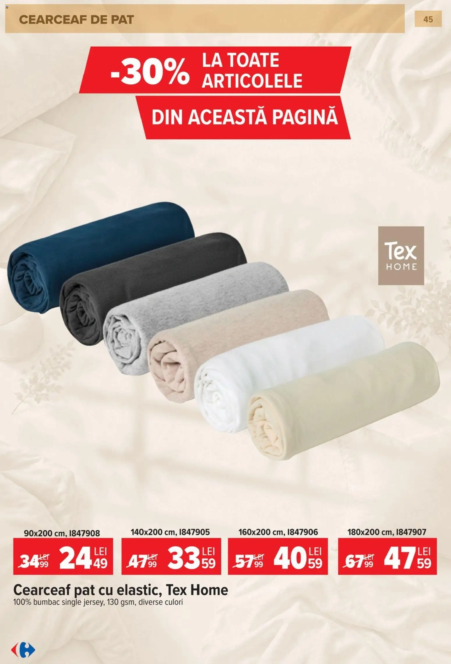 Noul catalog Carrefour – valabil de la 23.09.2026 | Pagină: 45 | Produse: Pat, Tex