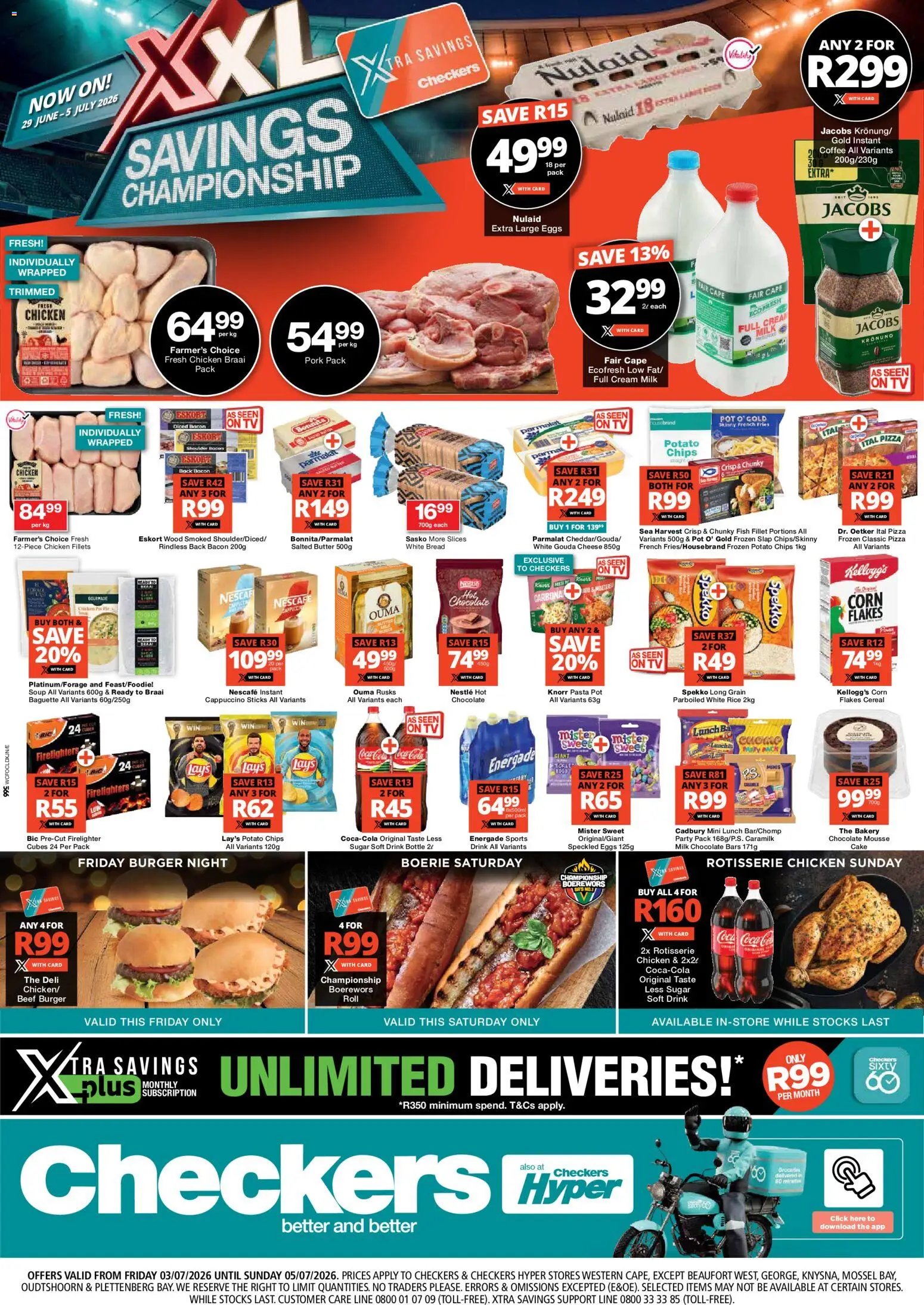 New Checkers catalogue – valid from 03/07/2026 | Page: 1 | Products: Bakery, Coffee, Estuche organizador de viaje, Bacon