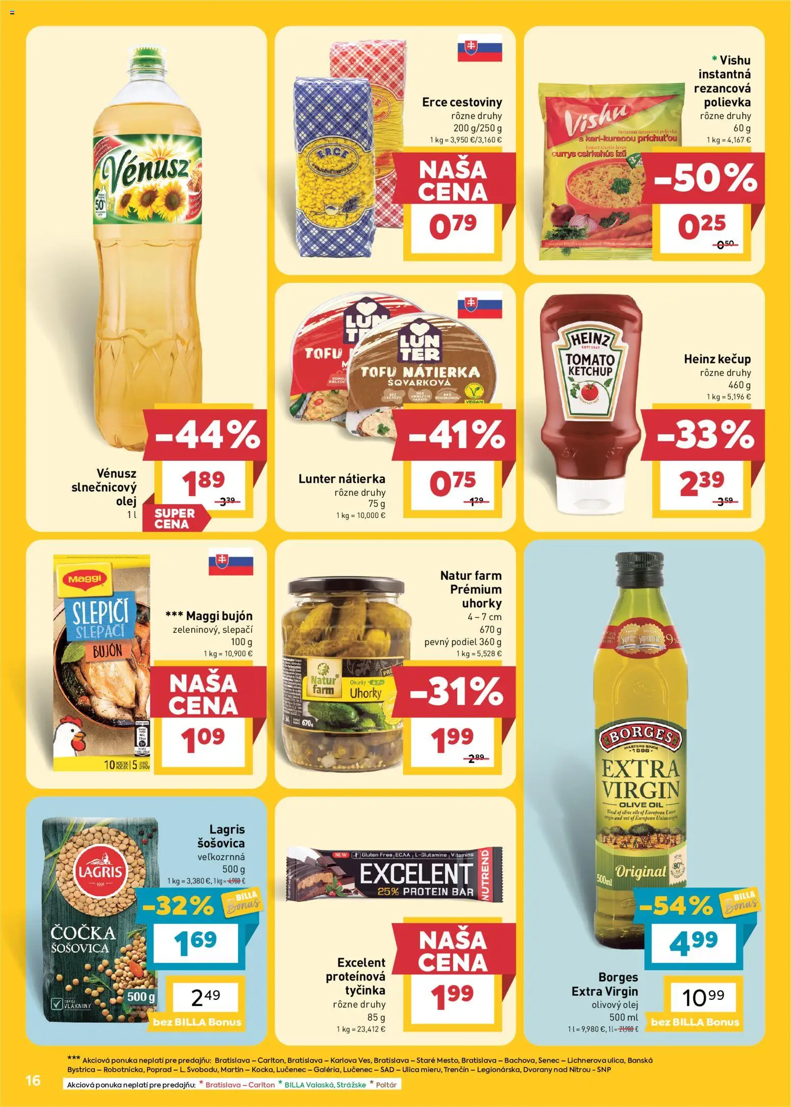 Nové Billa akcie – leták je platný od 14.10.2026 | Strana: 16 | Produkty: Cestoviny, Protein, Šošovica, Kečup