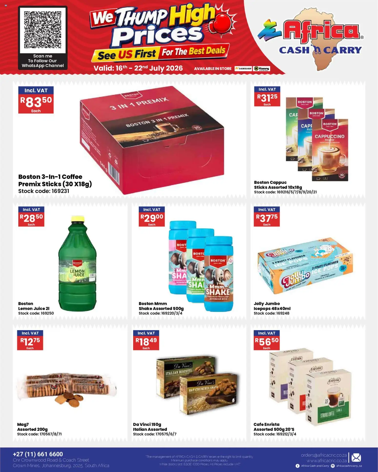 New Africa Cash & Carry catalogue – valid from 16/07/2026 | Page: 30 | Products: Lemon juice, Coffee, Juice, Lemon