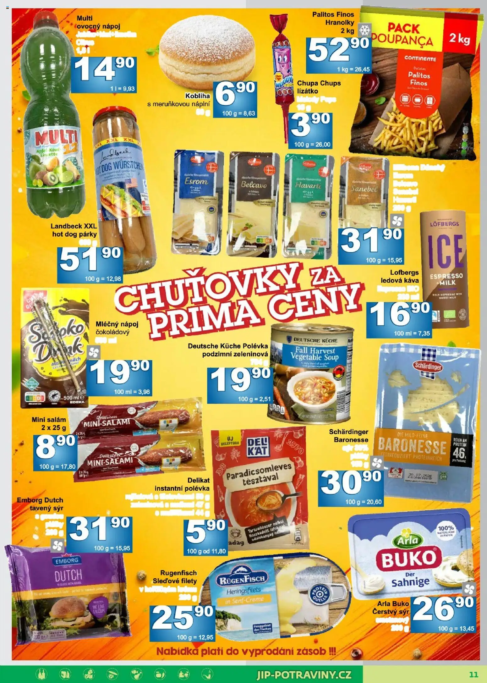 Jip leták od 01.07.2026 | Strana: 11 | Produkty: Ledová káva, Salám, Párky, Kiwi