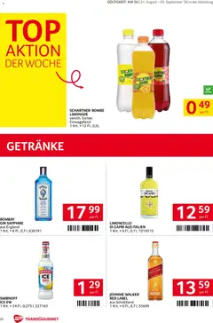 Transgourmet Flugblatt ab 31.08.2026 gültig | Seite: 22 | Produkte: Gin, Getränke, Himbeere