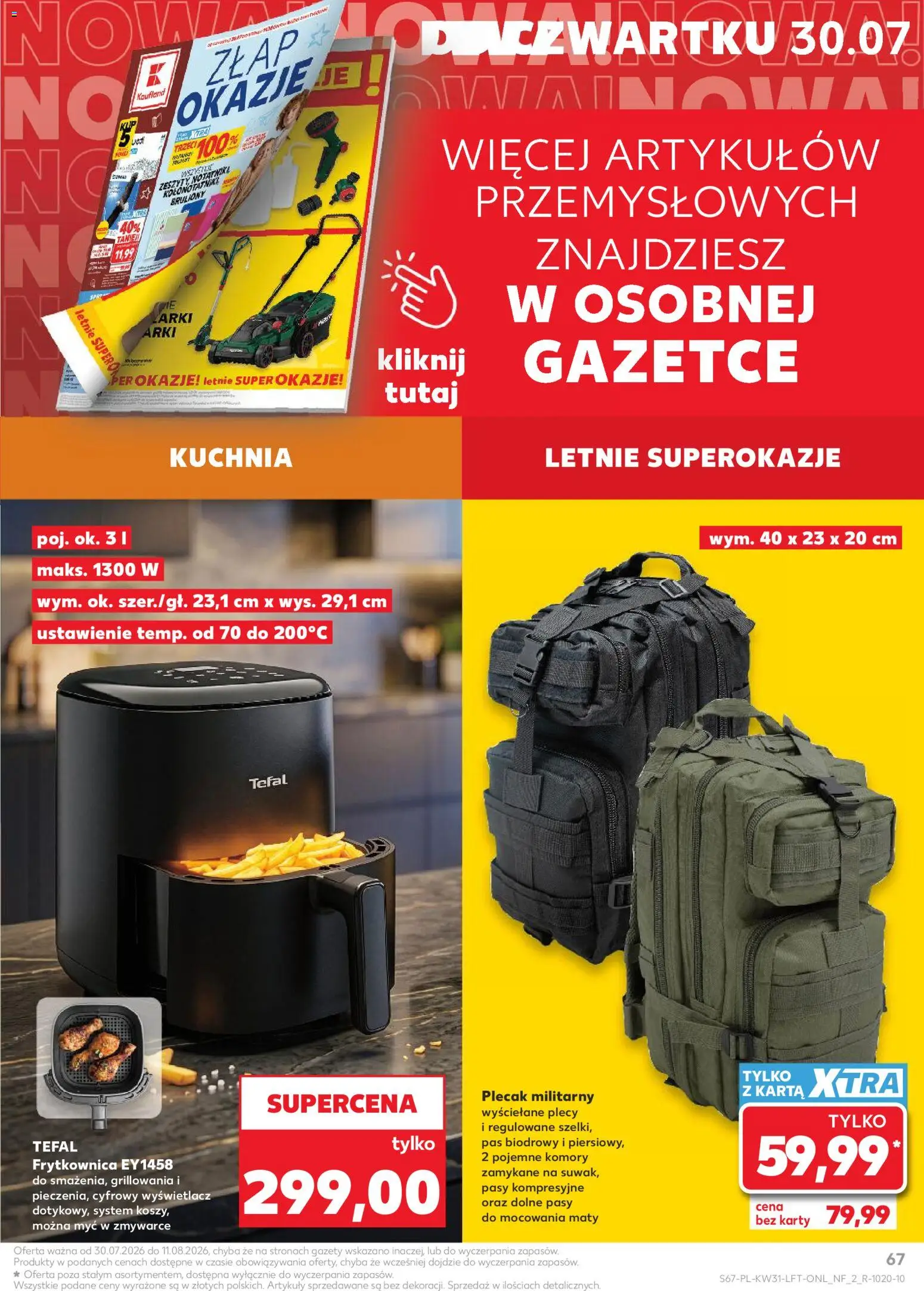 Kaufland gazetka od 30.07.2026 | Strona: 67 | Produkty: Karta, Plecak, Zeszyty, Tefal