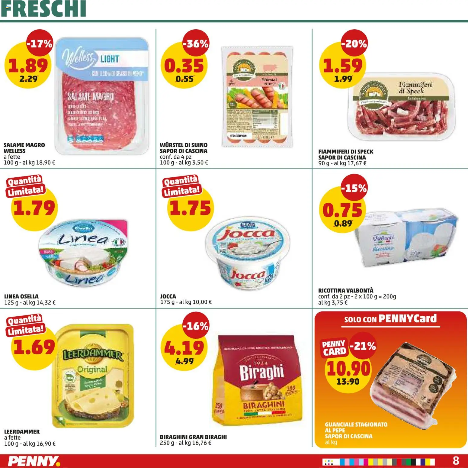 Volantino PENNY del 27/08/2026 | Pagina: 8 | Prodotti: Suino, Wurstel, Bacon, Guanciale
