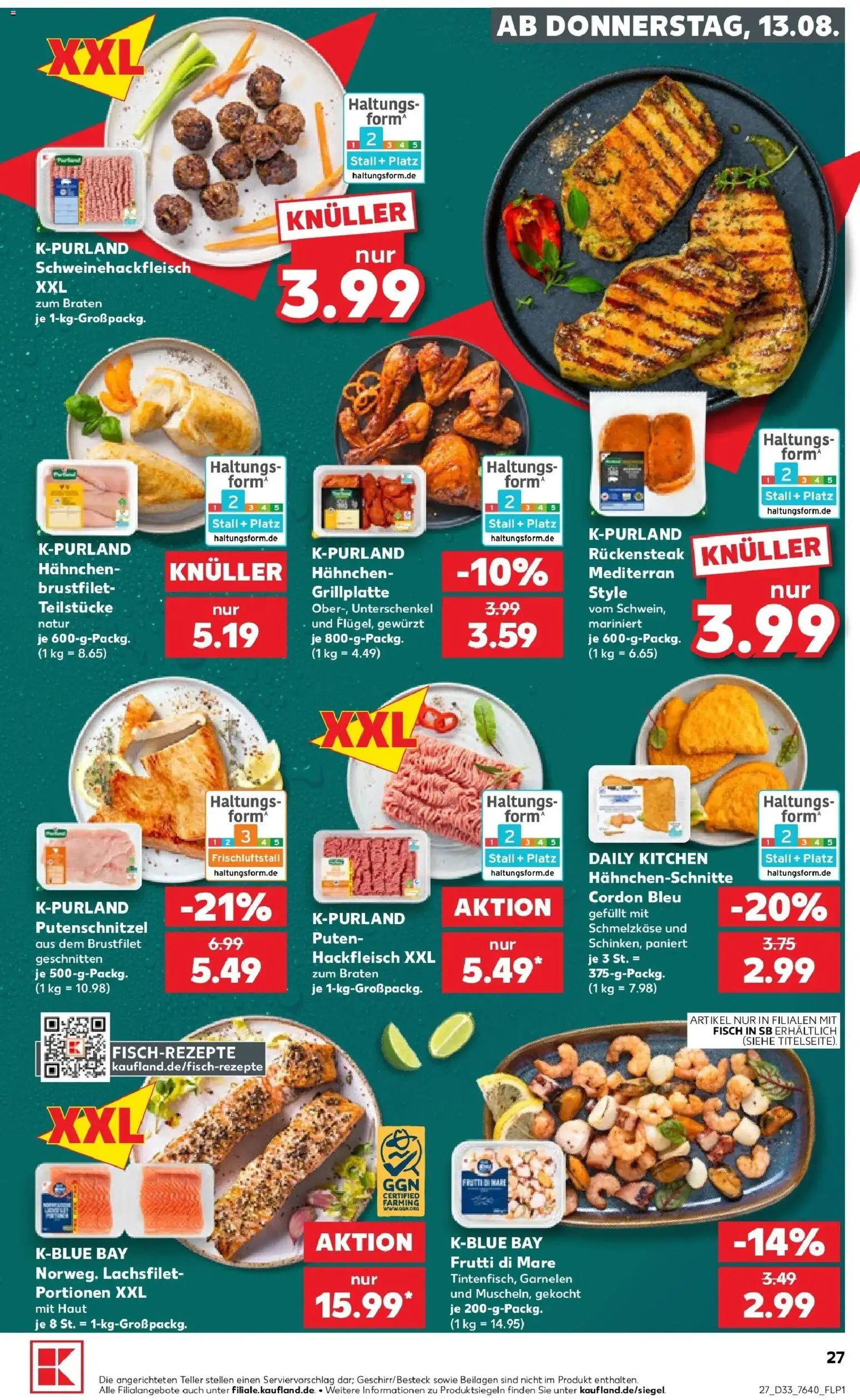 Prospekt Kaufland ab 10.08.2026 » Angebote Online zum Blättern | Seite: 36 | Produkte: Beilagen, Hahnchen, Garnelen, Putenschnitzel