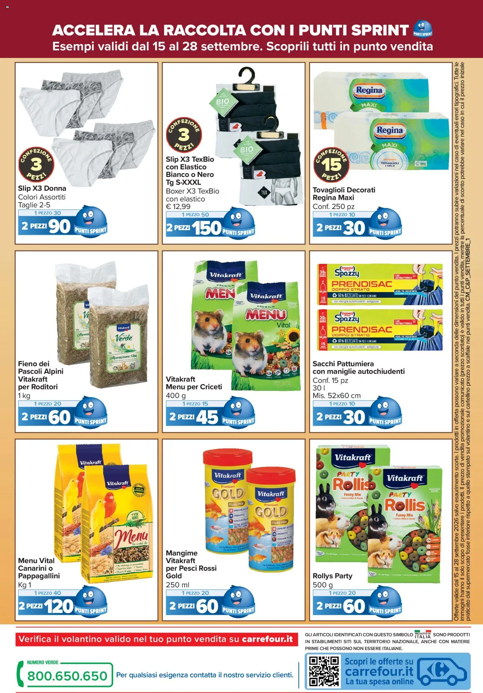 Volantino Carrefour del 15/09/2026 | Pagina: 22 | Prodotti: Slip, Boxer, Scaffale, Pattumiera