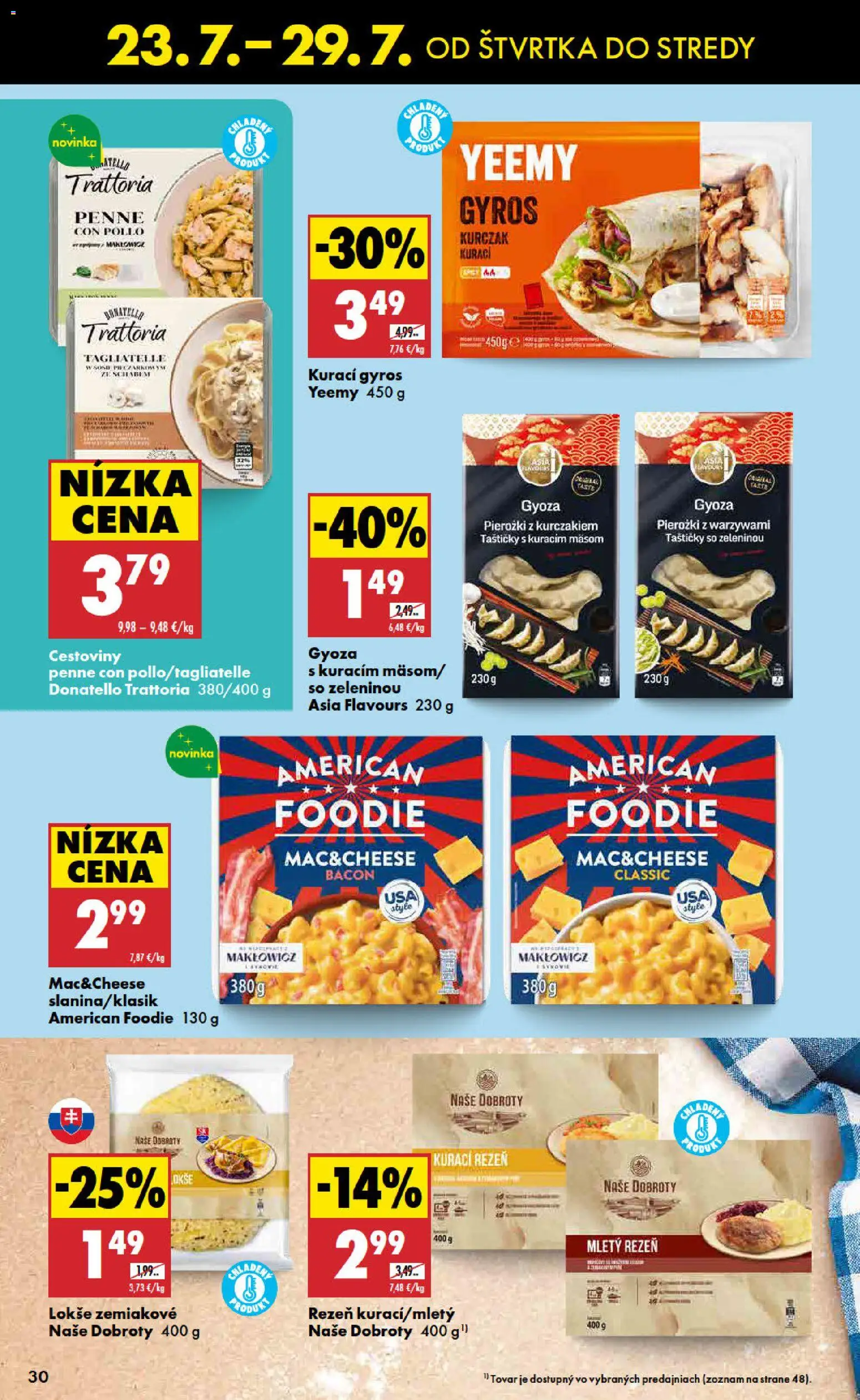 Nové Biedronka akcie – leták je platný od 23.07.2026 | Strana: 30 | Produkty: Penne, Cestoviny