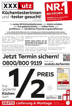 XXXLutz Küchentesterinnen und -tester gesucht ab 22.08.2026 gültig