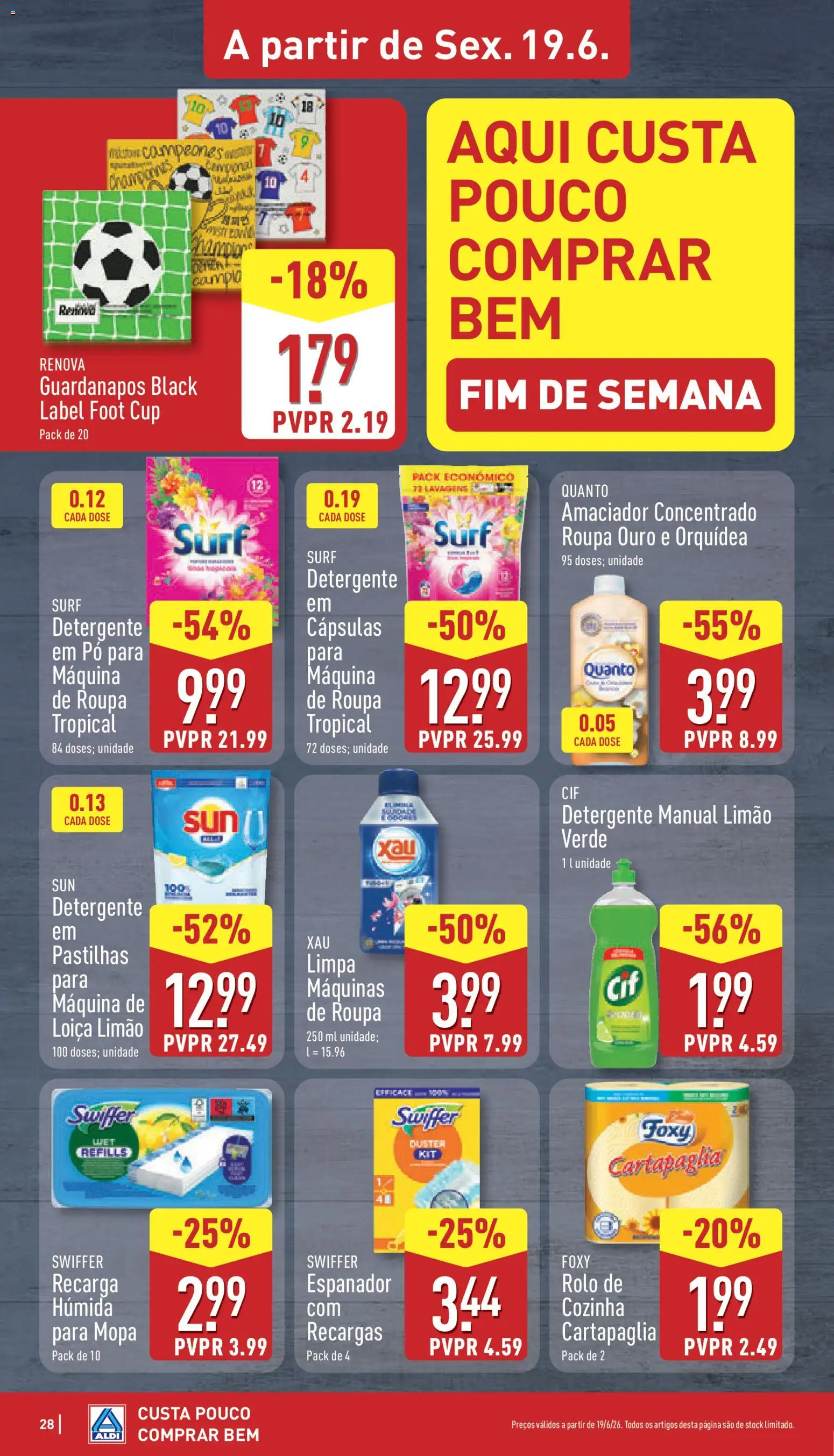 Aldi folheto │ válido de 15.06.2026 | Página: 28 | Produtos: Pó, Guardanapos, Detergente