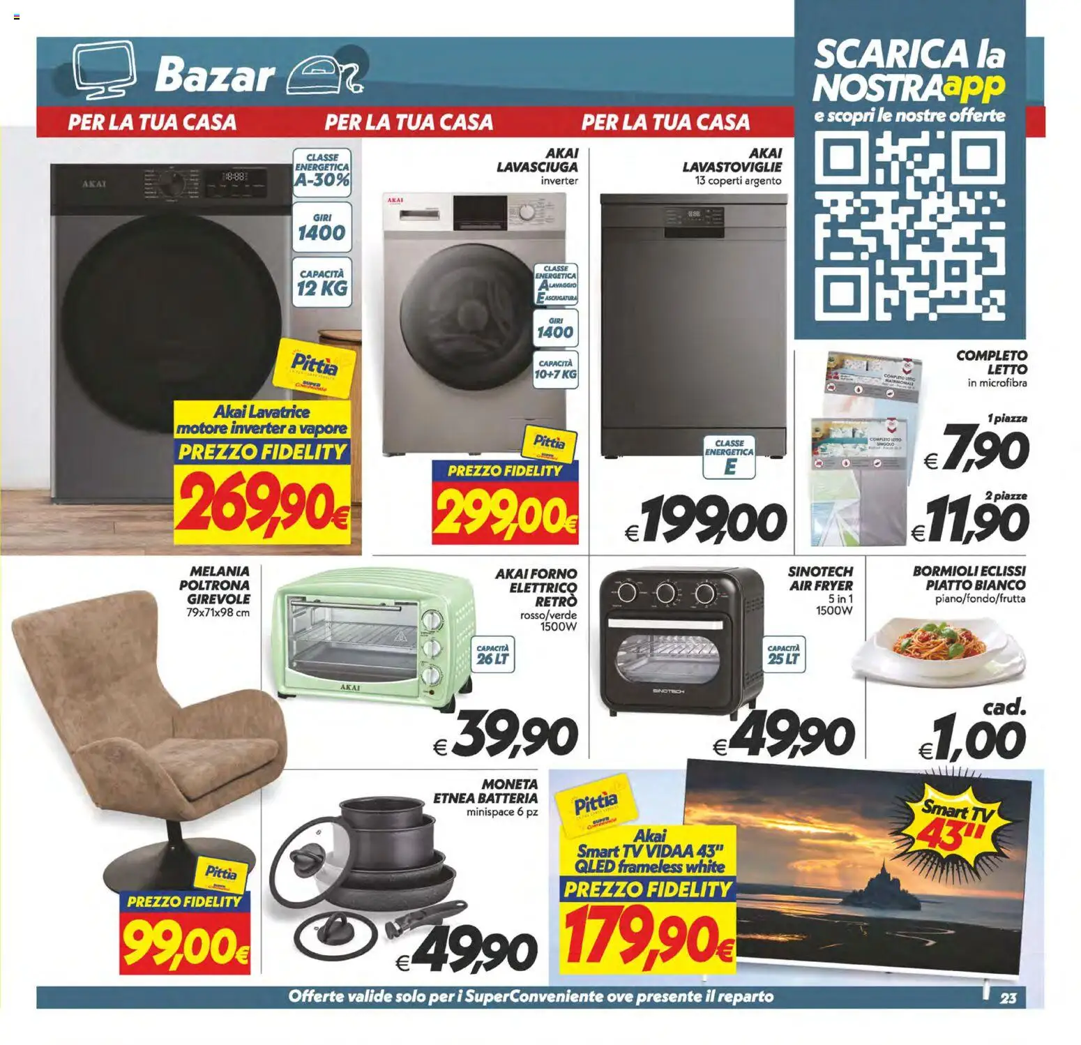 Volantino SuperConveniente del 13/10/2026 | Pagina: 23 | Prodotti: Lavasciuga, smart TV, Forno, Letto