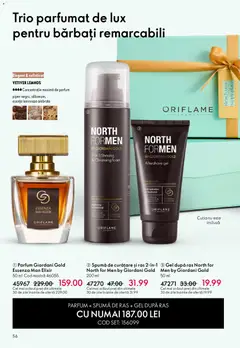 Ofertele Oriflame valabile de la 27.05.2026 | Pagină: 56 | Produse: Elixir, Parfum, Spumă de ras, Piper