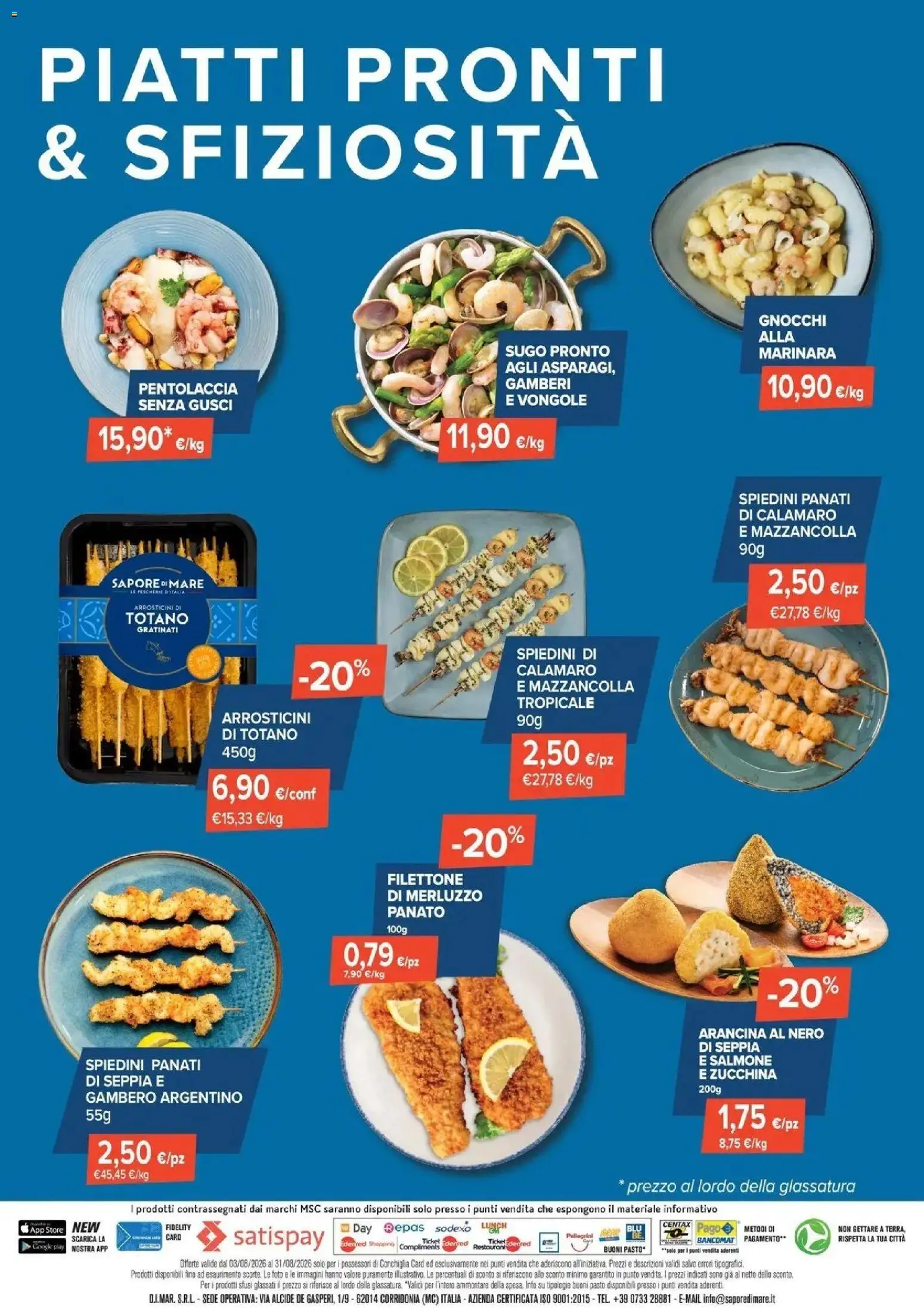 Volantino Sapore di mare del 03/08/2026 | Pagina: 3 | Prodotti: Merluzzo, Gnocchi, Sugo, Arrosticini