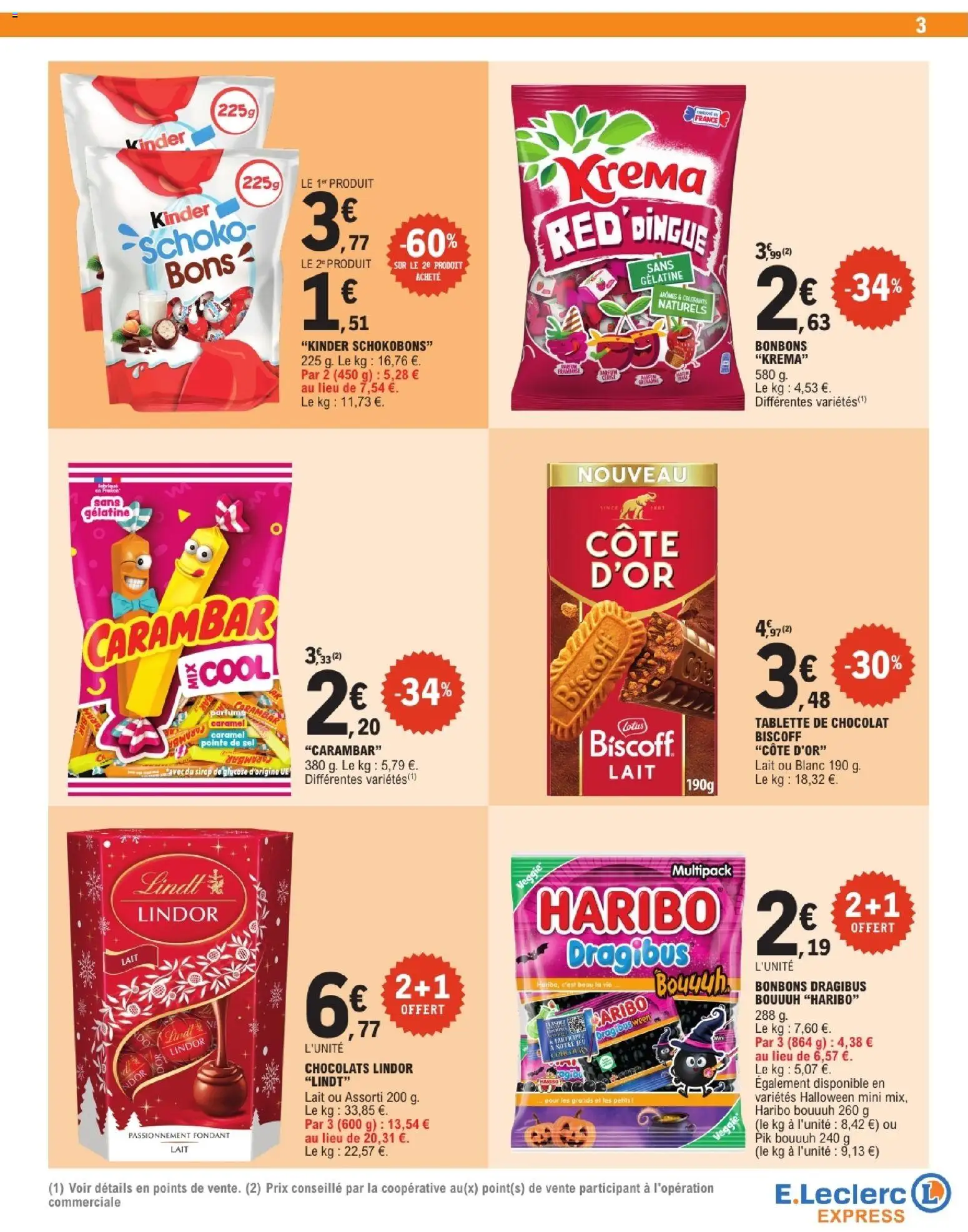 {H1} | Page: 3 | Produits: Tablette, Sel, Lindt, Kinder Schokobons