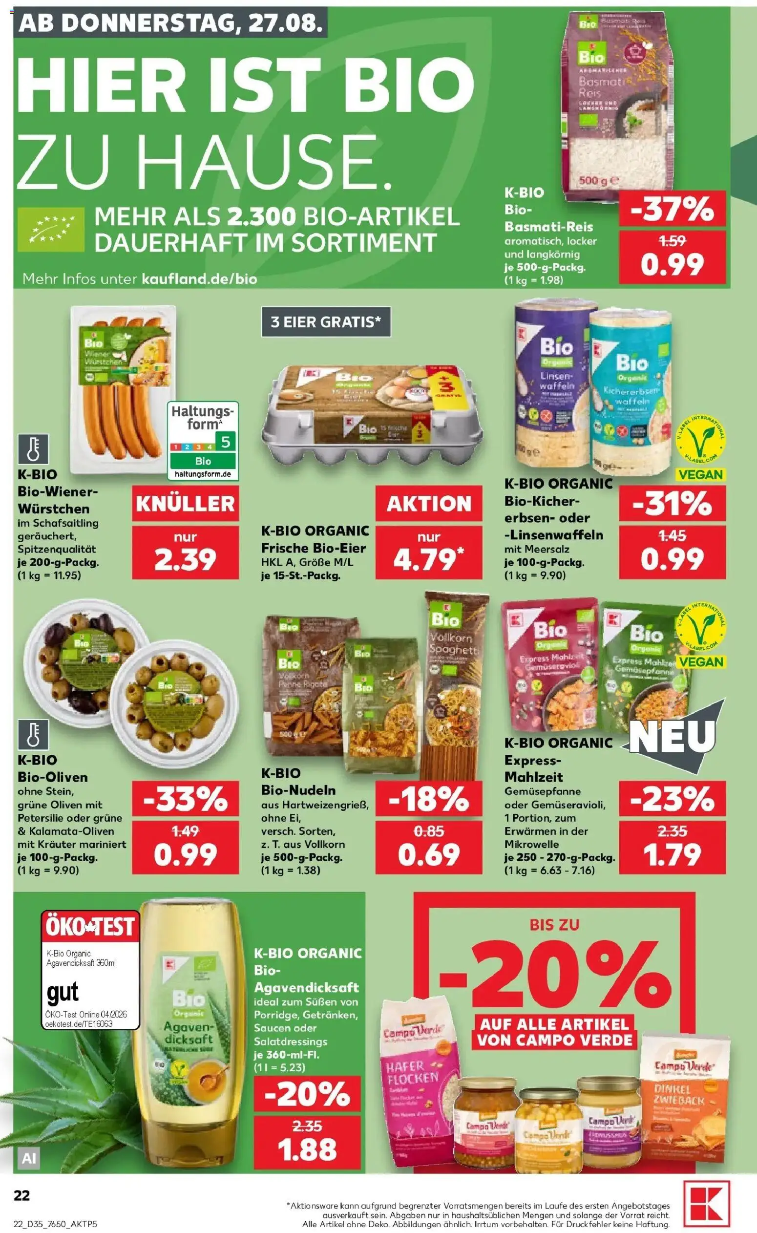Prospekt Kaufland ab 24.08.2026 » Angebote Online zum Blättern | Seite: 33 | Produkte: Basmatireis, Eier, Flocken, Erbsen