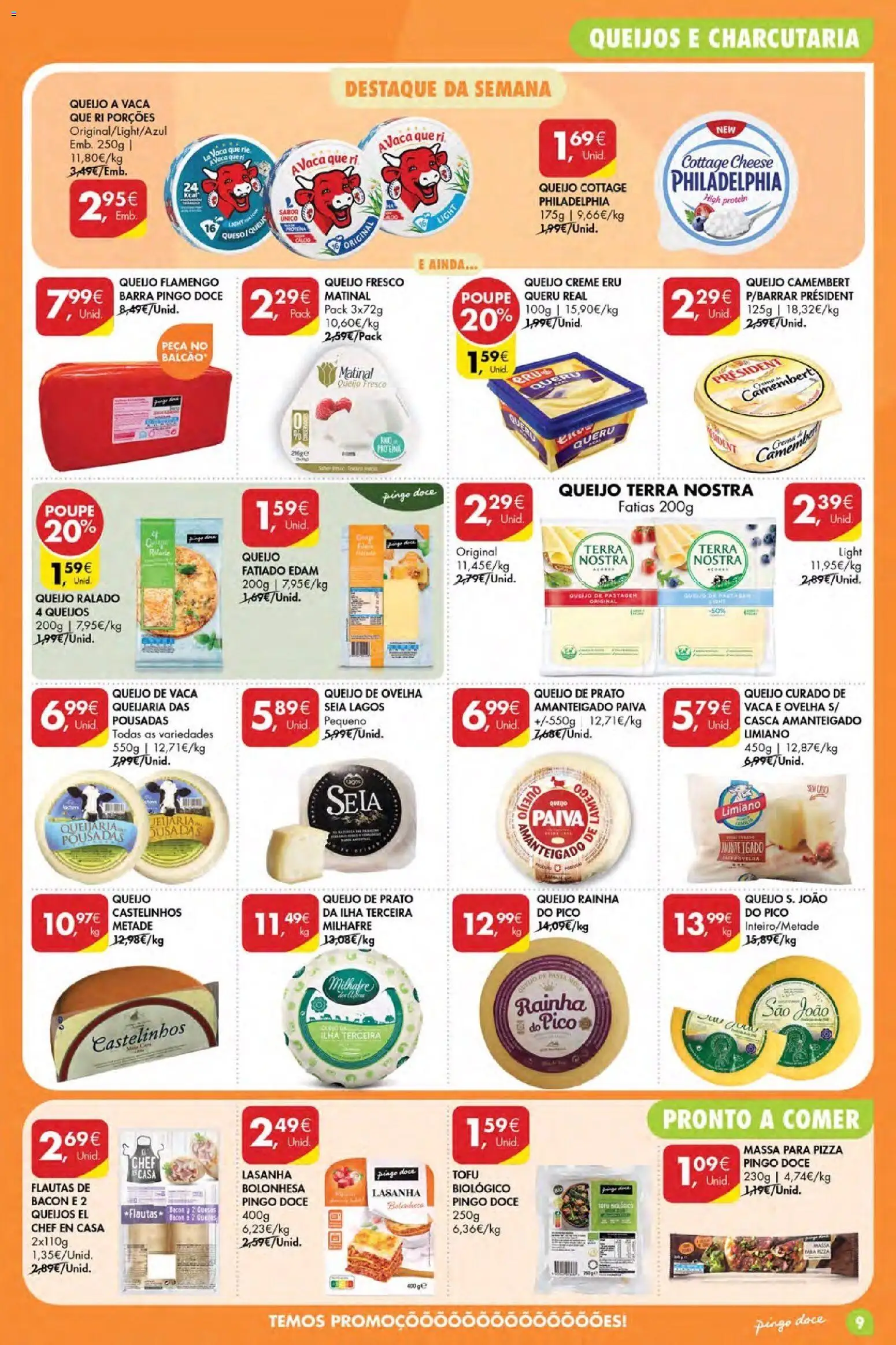 Pingo Doce Poupe Esta Semana Açores │ válido de 04.06.2026 | Página: 9 | Produtos: Queijo cottage, Bacon, Massa, Creme