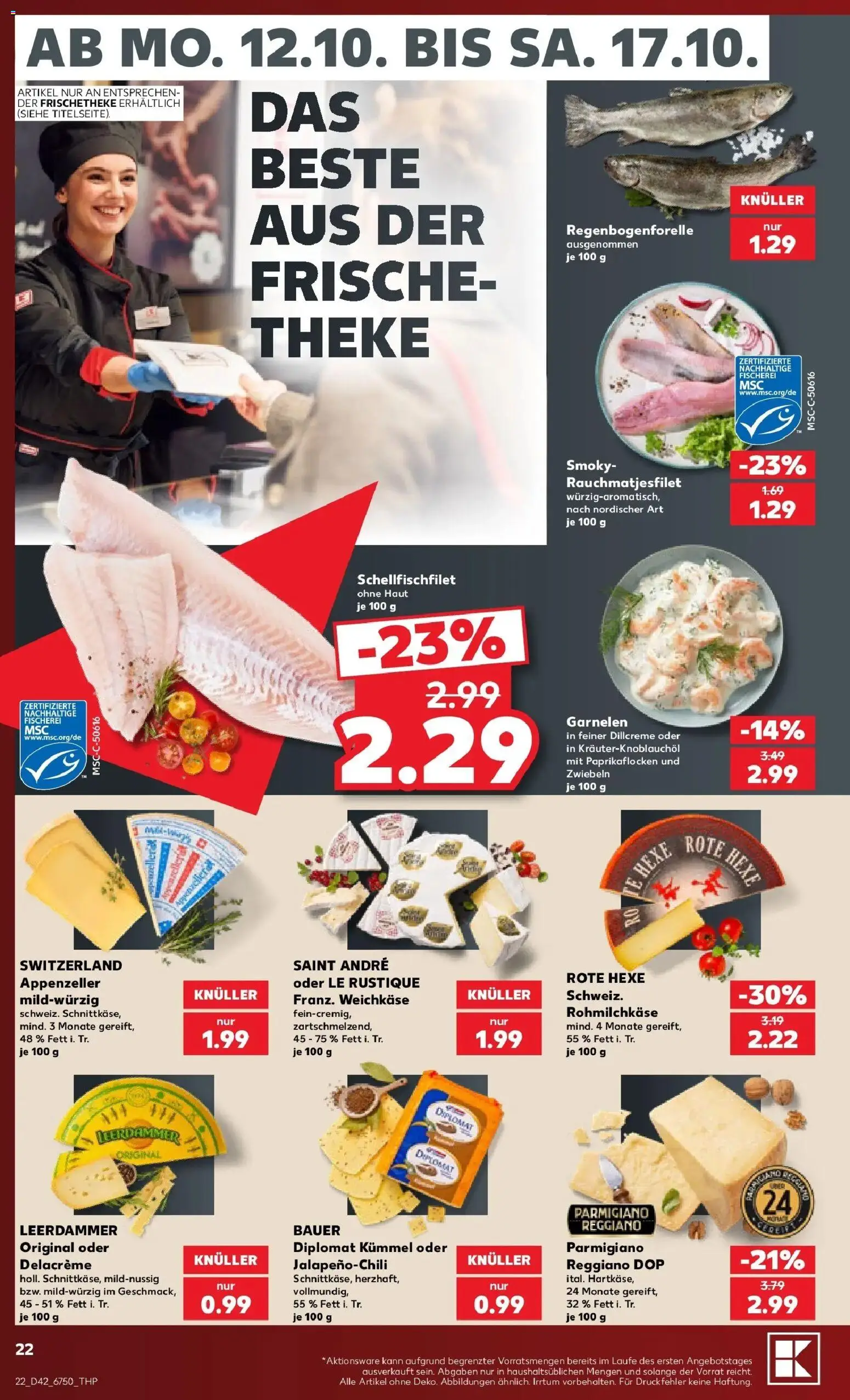 Prospekt Kaufland ab 12.10.2026 » Angebote Online zum Blättern | Seite: 26 | Produkte: Theke, Garnelen, Leerdammer, Zwiebeln