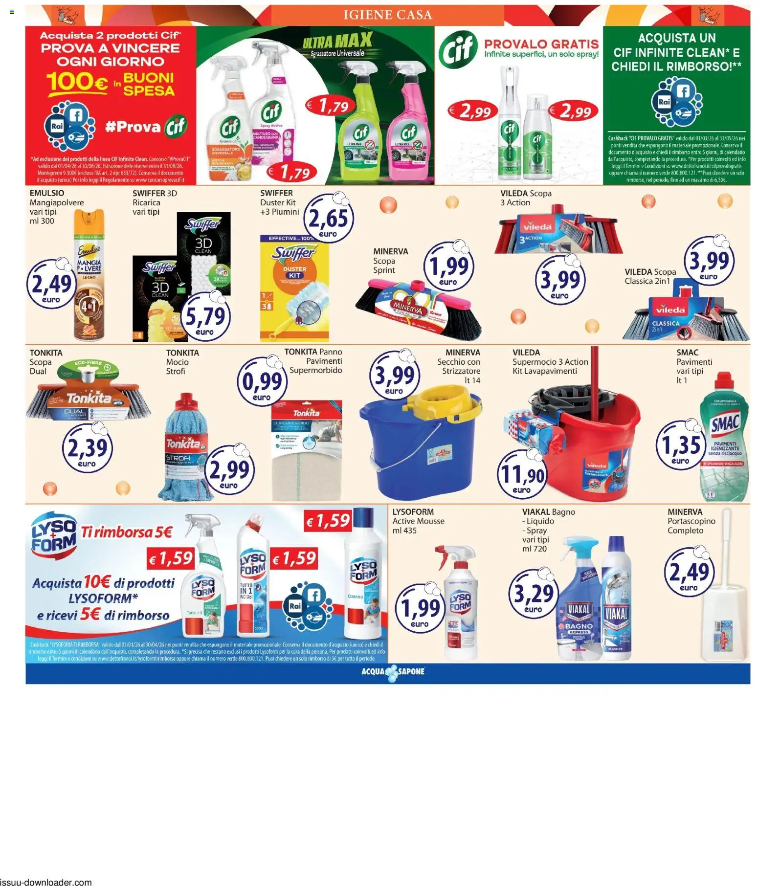 Volantino Acqua e Sapone del 09.04.2026 | Pagina: 12 | Prodotti: Mocio, Sgrassatore, Scopa, WC