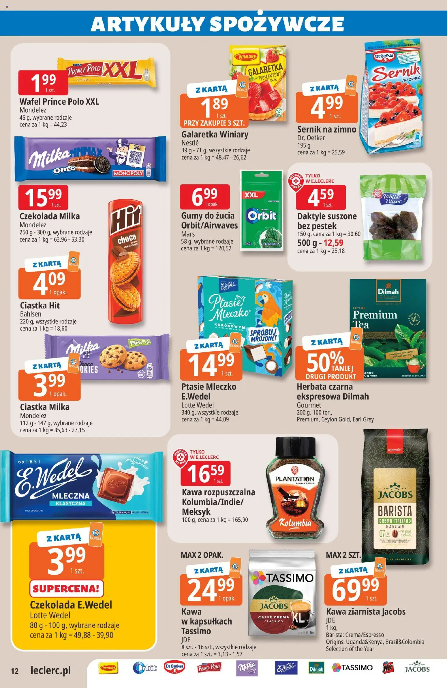 E.Leclerc gazetka - Zielona Góra od 16.06.2026 | Strona: 12 | Produkty: Daktyle, Milka, Ptasie mleczko, Herbata