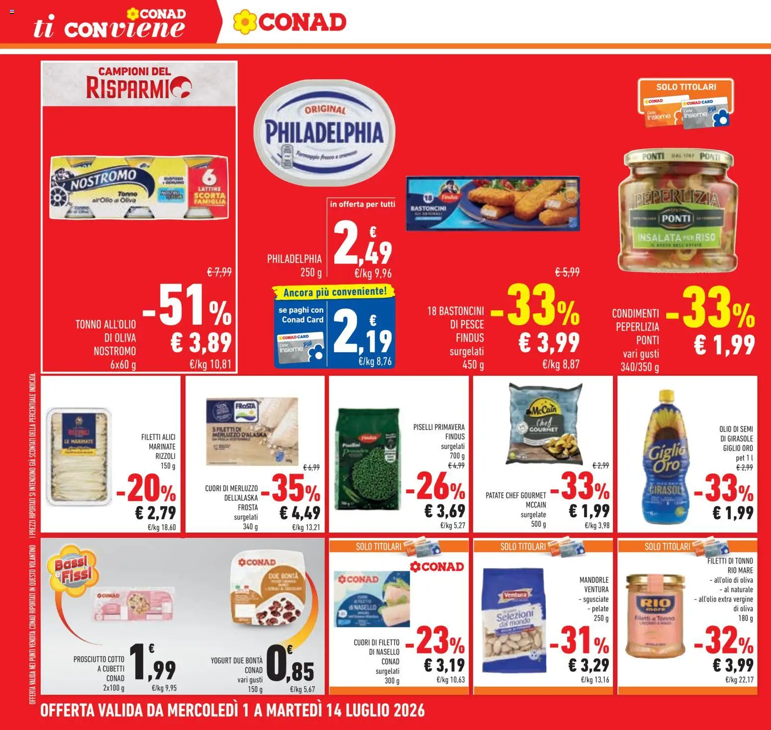 Volantino Conad del 01/07/2026 | Pagina: 20 | Prodotti: Merluzzo, Insalata, Tonno, Olio di semi di girasole