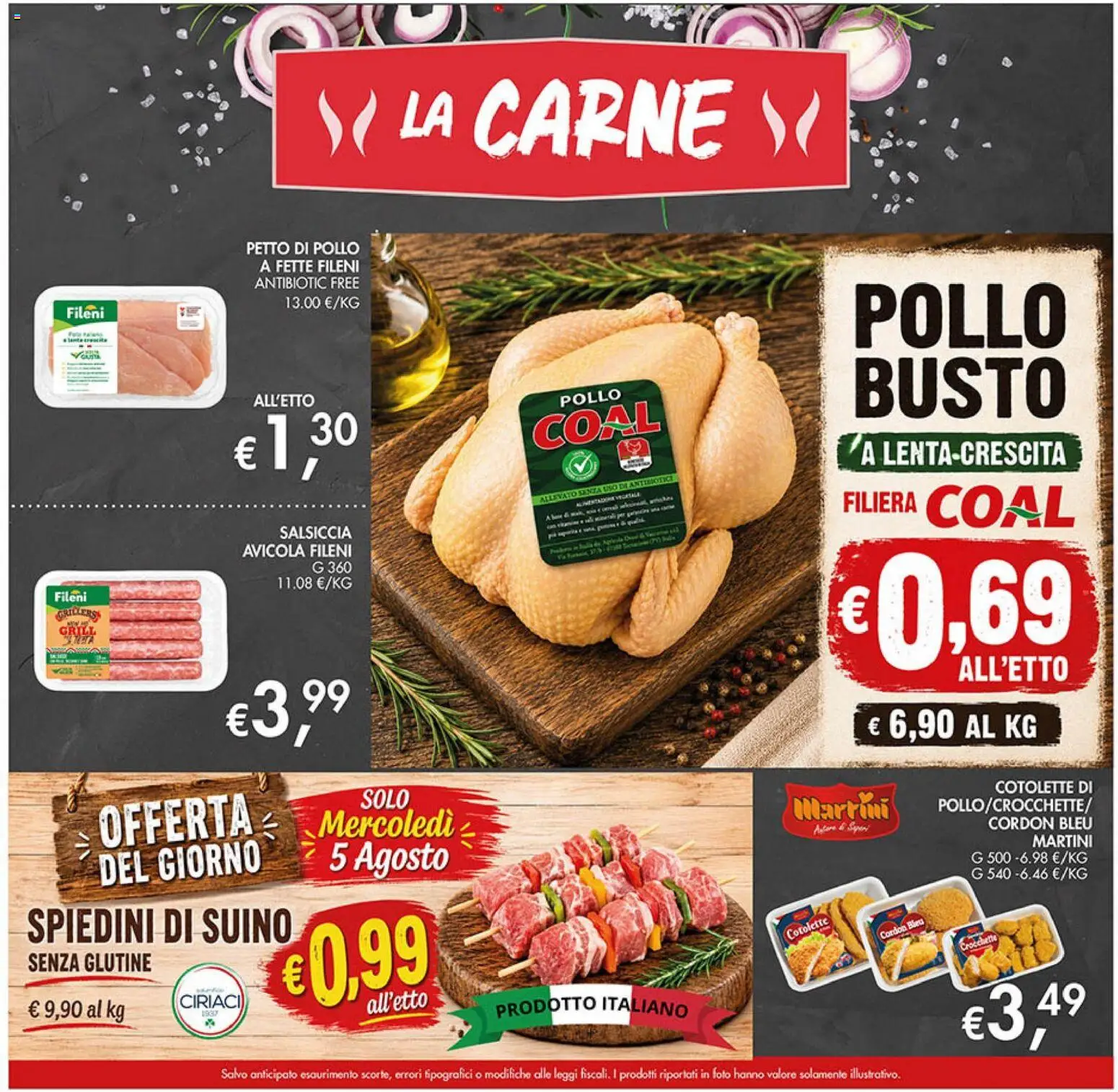 Volantino Coal del 30/07/2026 | Pagina: 5 | Prodotti: Petto di Pollo, Suino, Salsiccia, Spiedini